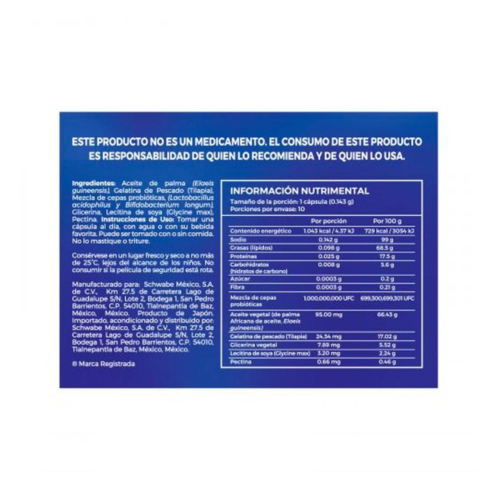 Suplemento Alimenticio Pearls Probióticos 10 Cápsulas 