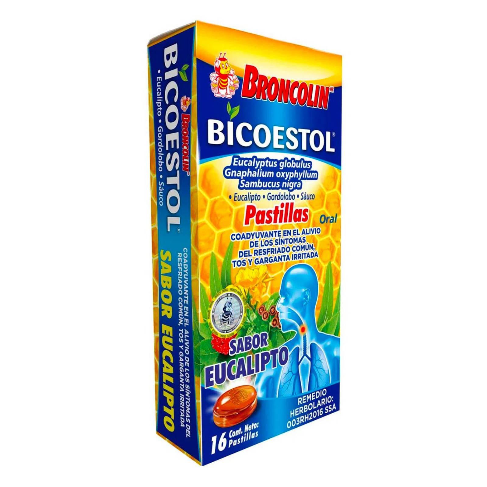 Pastillas Broncolin Bicoestol 16 piezas 