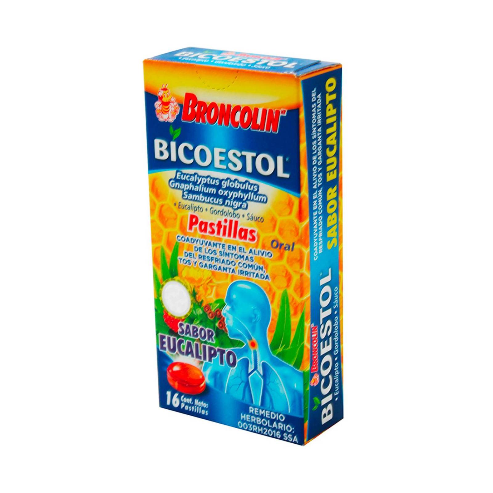 Pastillas Broncolin Bicoestol 16 piezas 