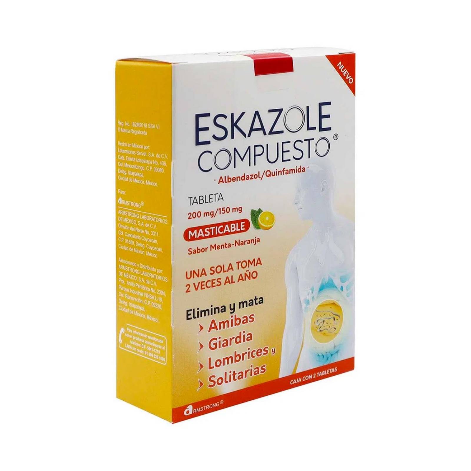 Tabletas Eskazole Compuesto Sabor Menta-Naranja 2 tabletas 