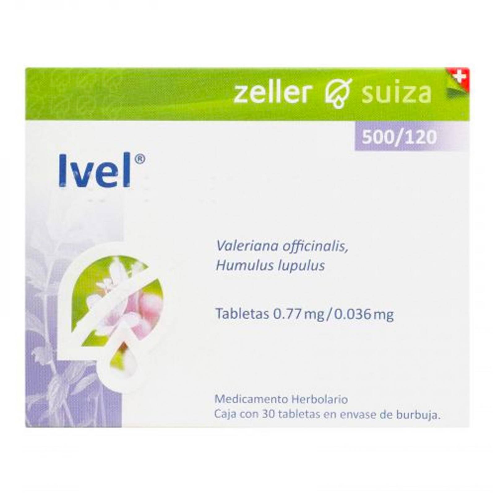 Medicamento Herbolario Ivel 500 mg 30 tabletas