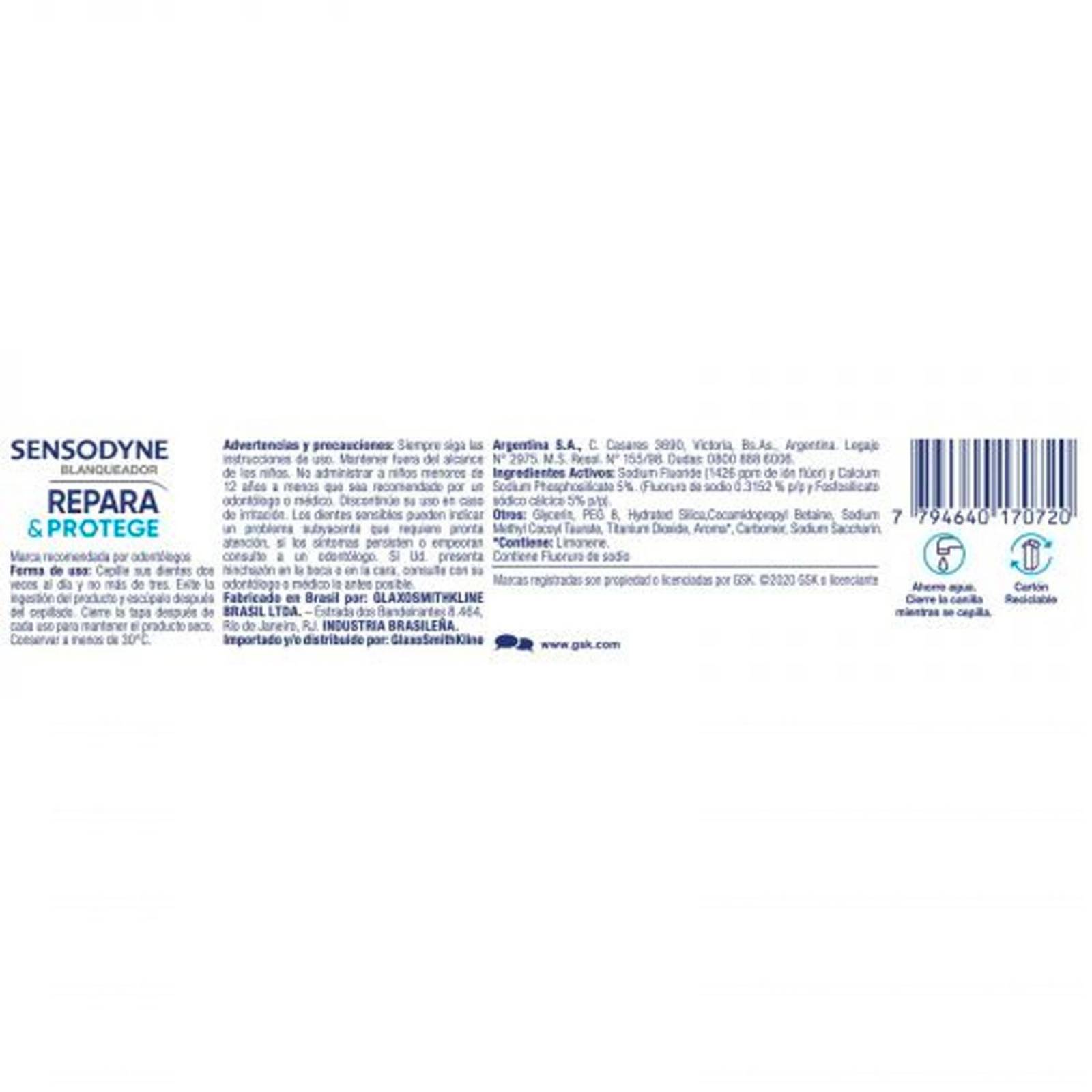 Pasta Dental Sensodyne Blanqueador Repara y Protege 100 gr 