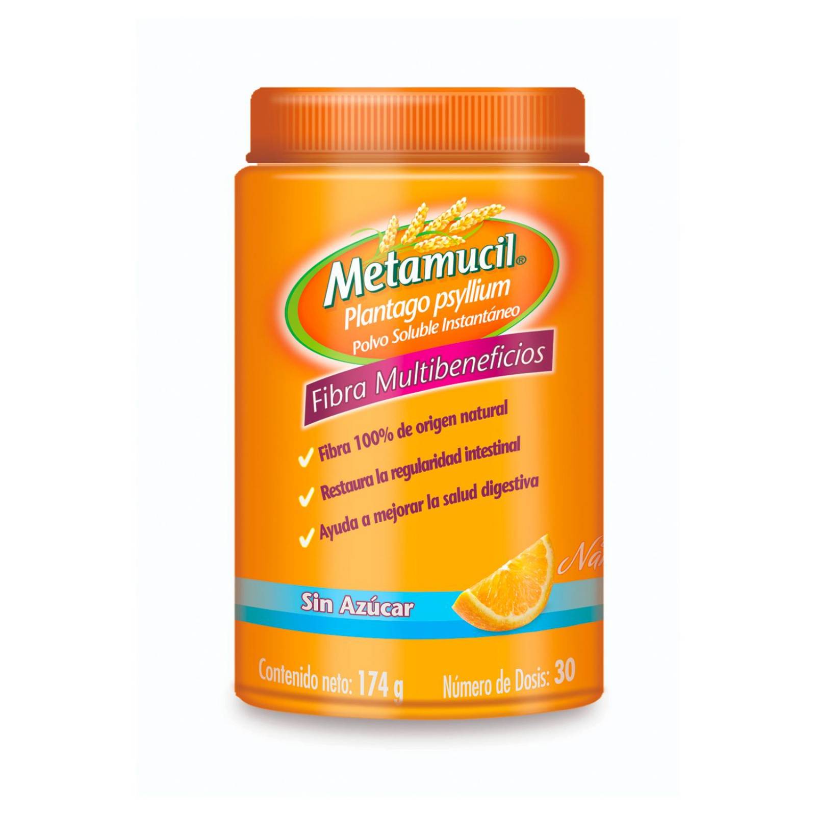 Fibra Metamucil Sabor Naranja 174 gr 