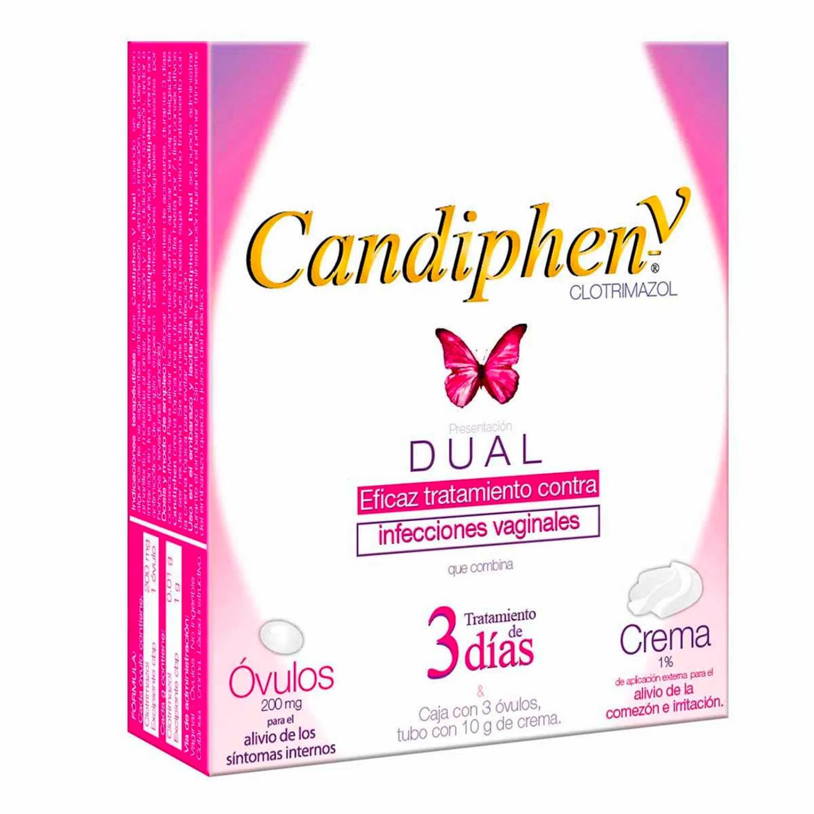 Clotrimazol Candiphen V Dual 3 Óvulos+Crema 10 gr 