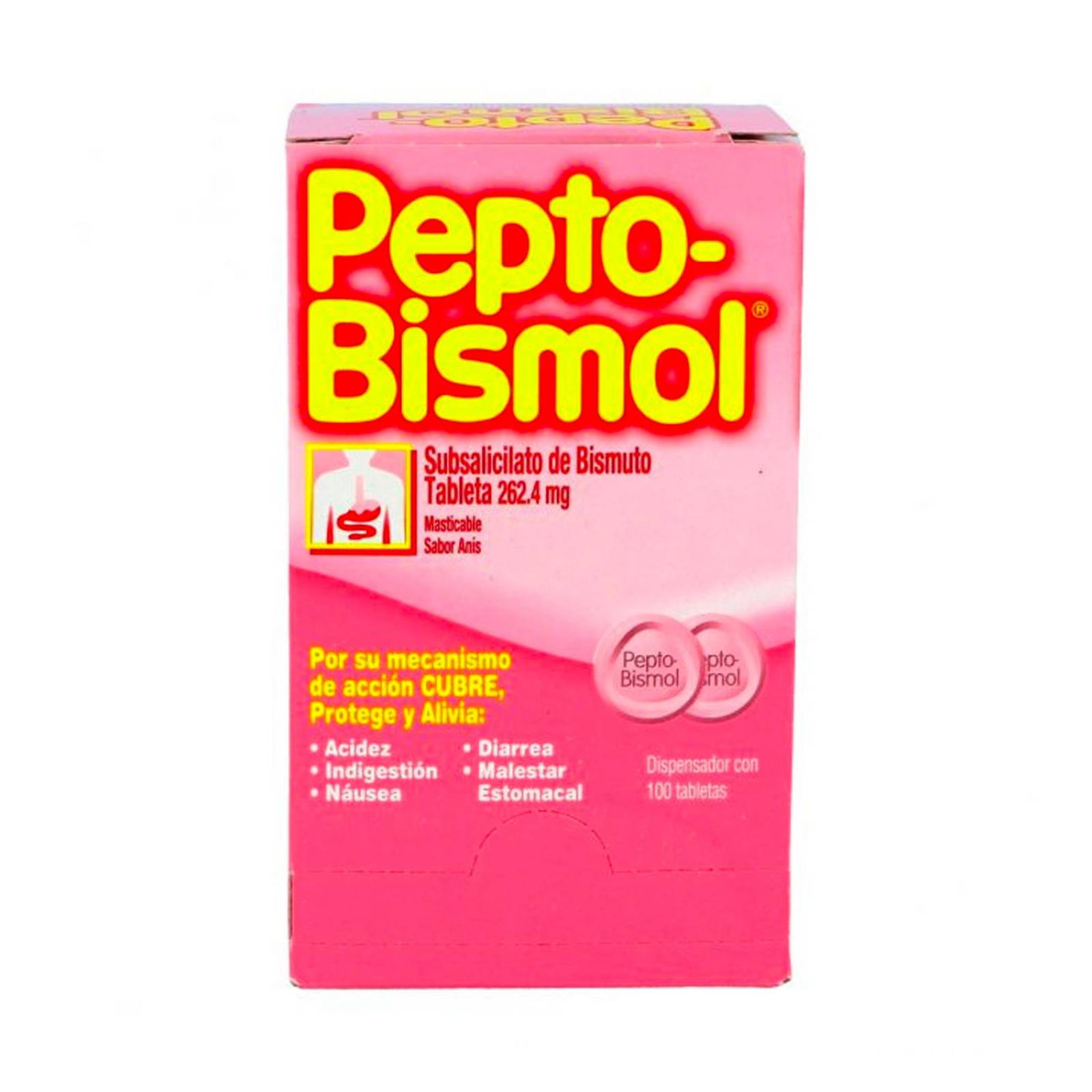 Antiácido Pepto-Bismol 100 tabletas masticables 