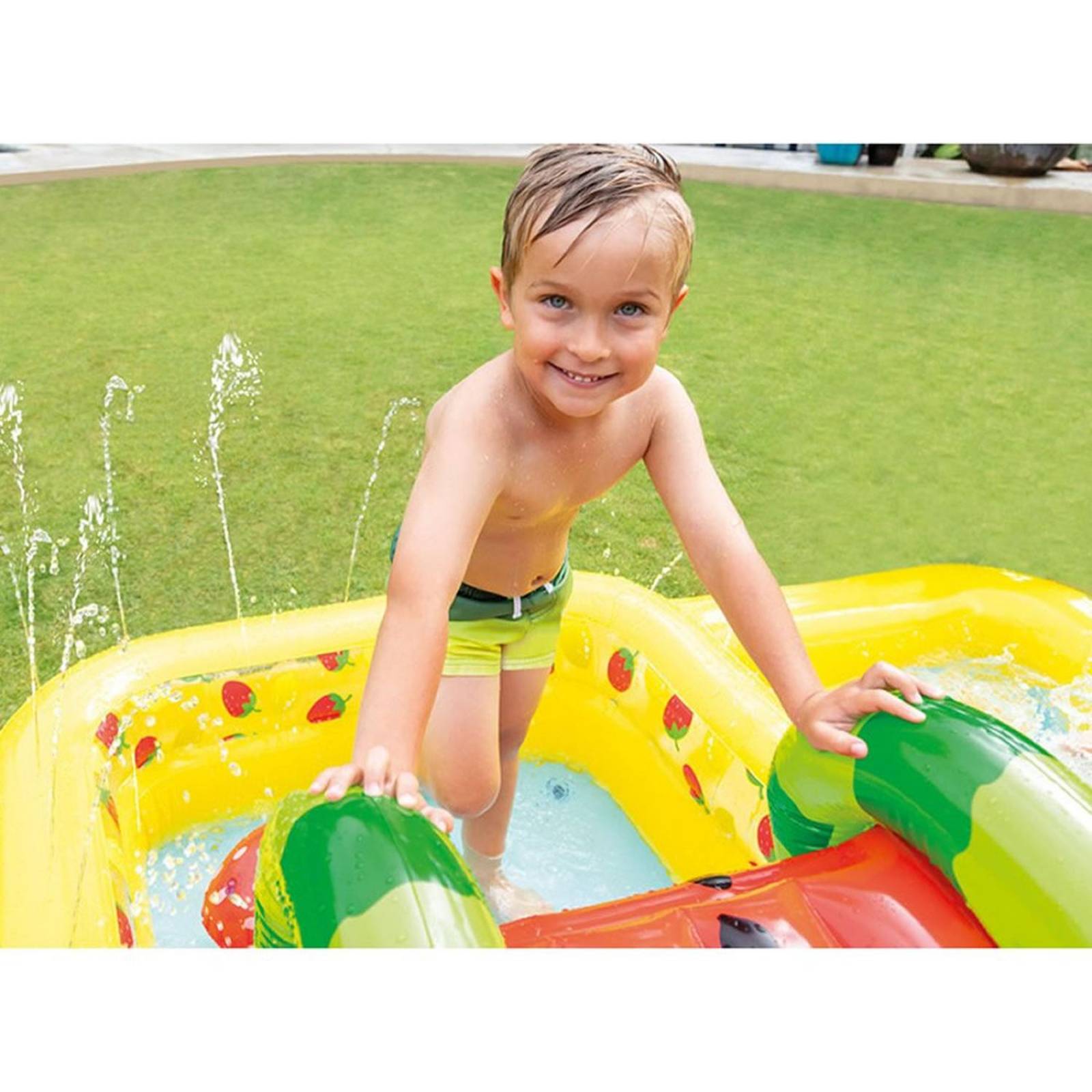 Alberca con Set de Juegos Frutales y Resbaladilla Intex 57158 