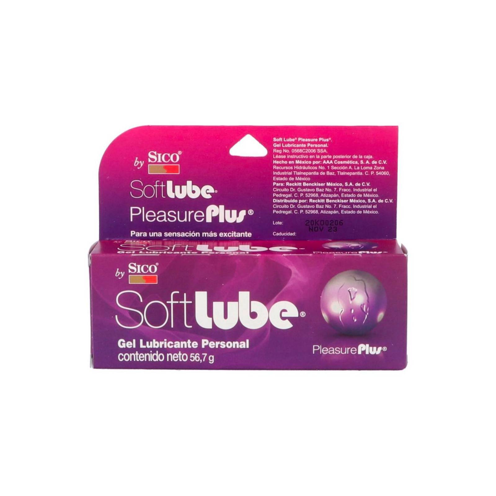 Gel Lubricante Íntimo Sico Soft Lube Pleasure Plus 56.7 gr 