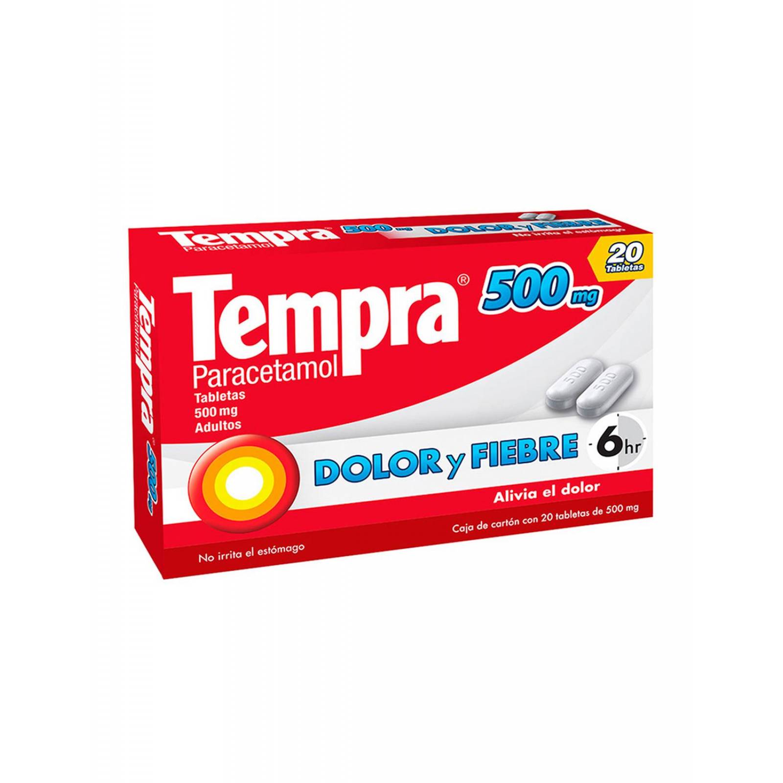 Tempra 500mg, caja 20 tabletas