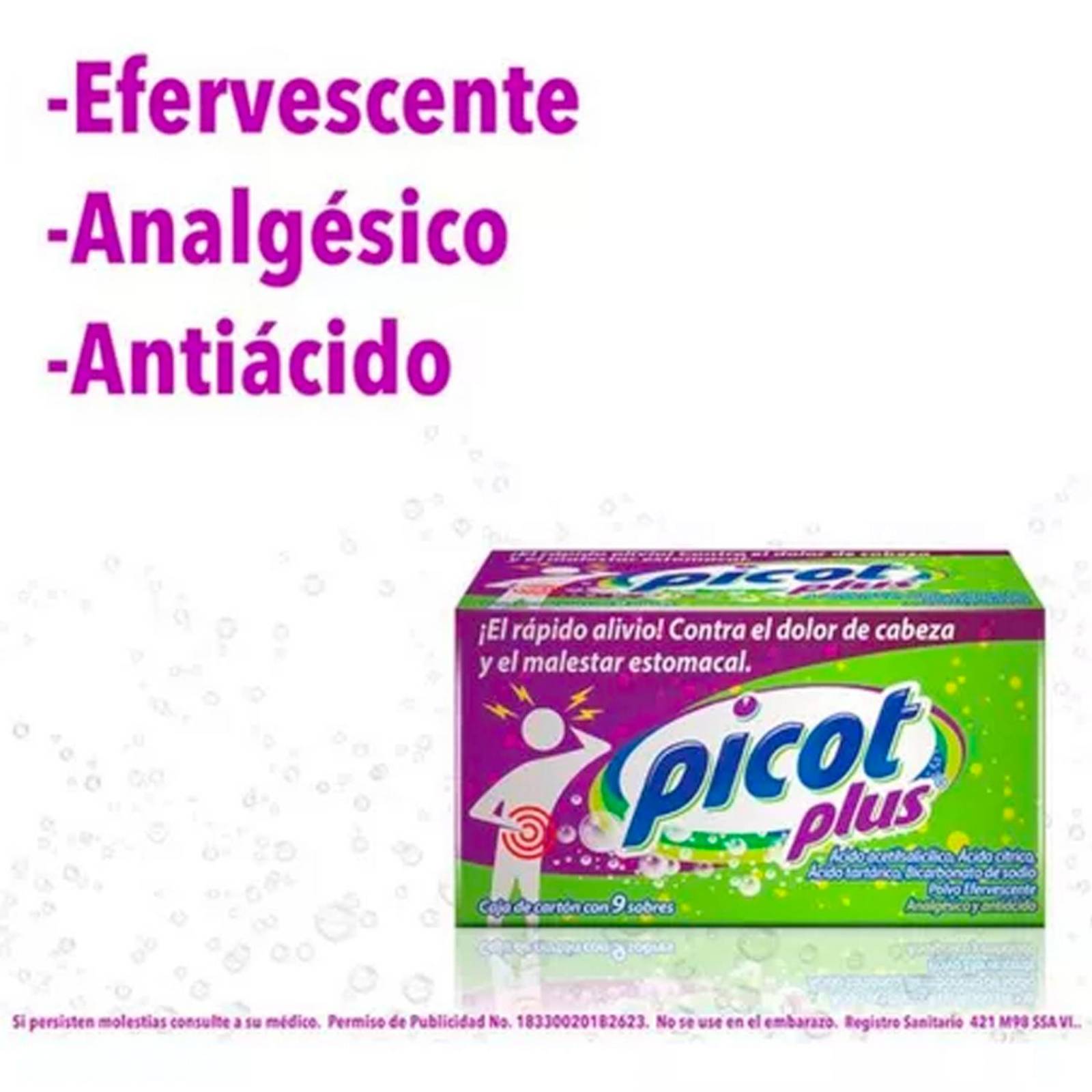 Sal de Uvas Picot Plus Analgésico y Antiácido 9 sobres 