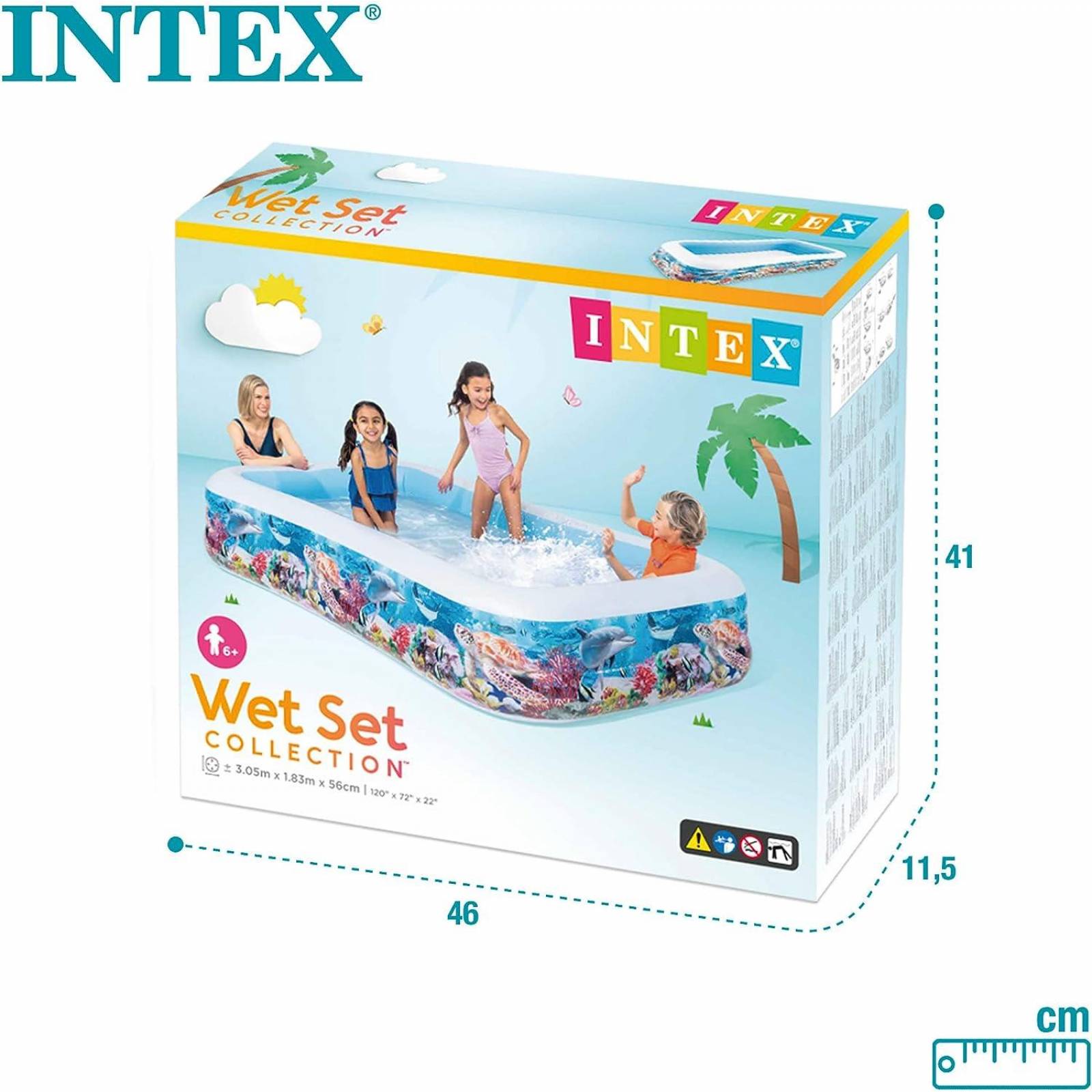 Alberca Inflable Rectangular Diseño Playa Intex 58485 