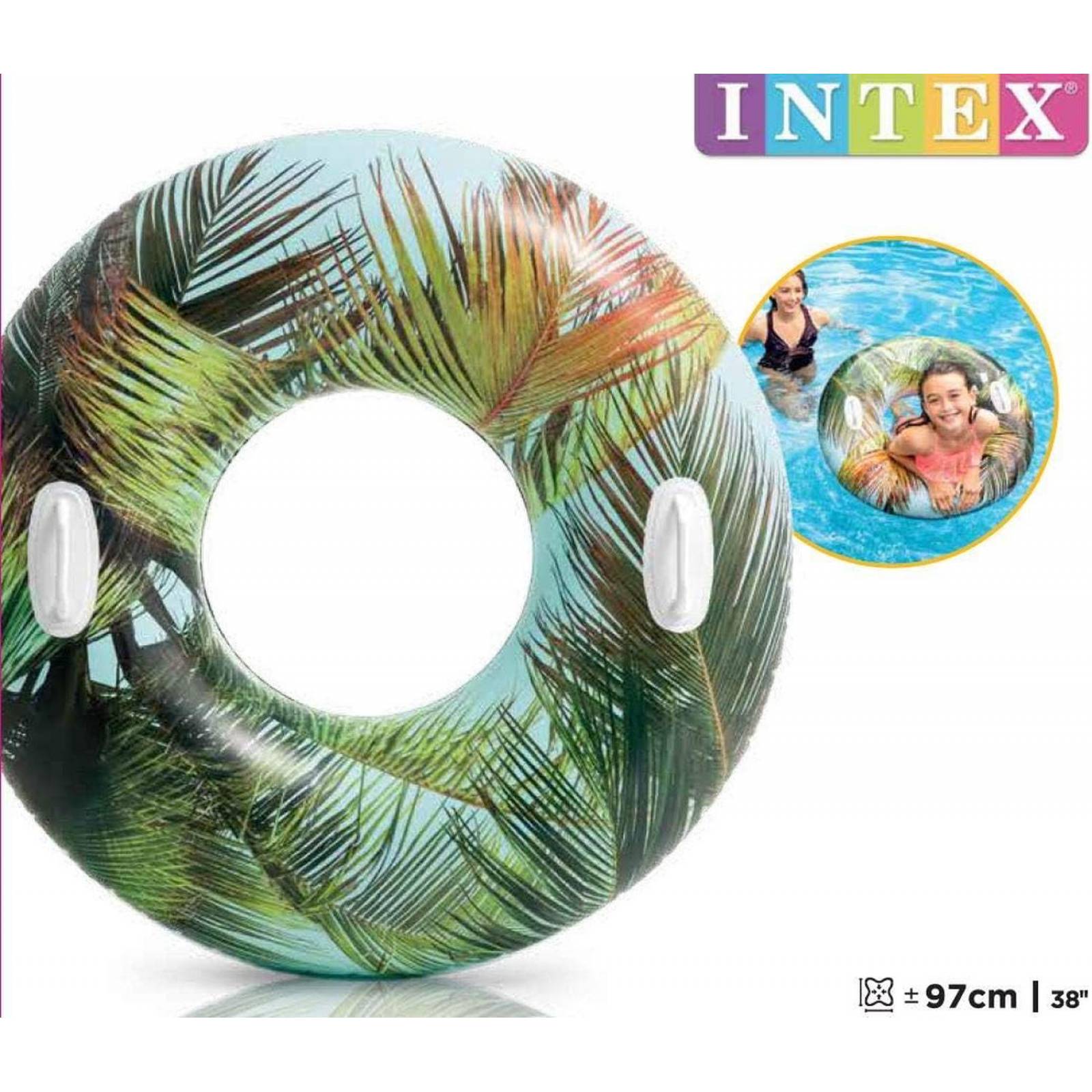Salvavidas Aro Diseño Tropical Intex 58263 97cm x 97cm Verde
