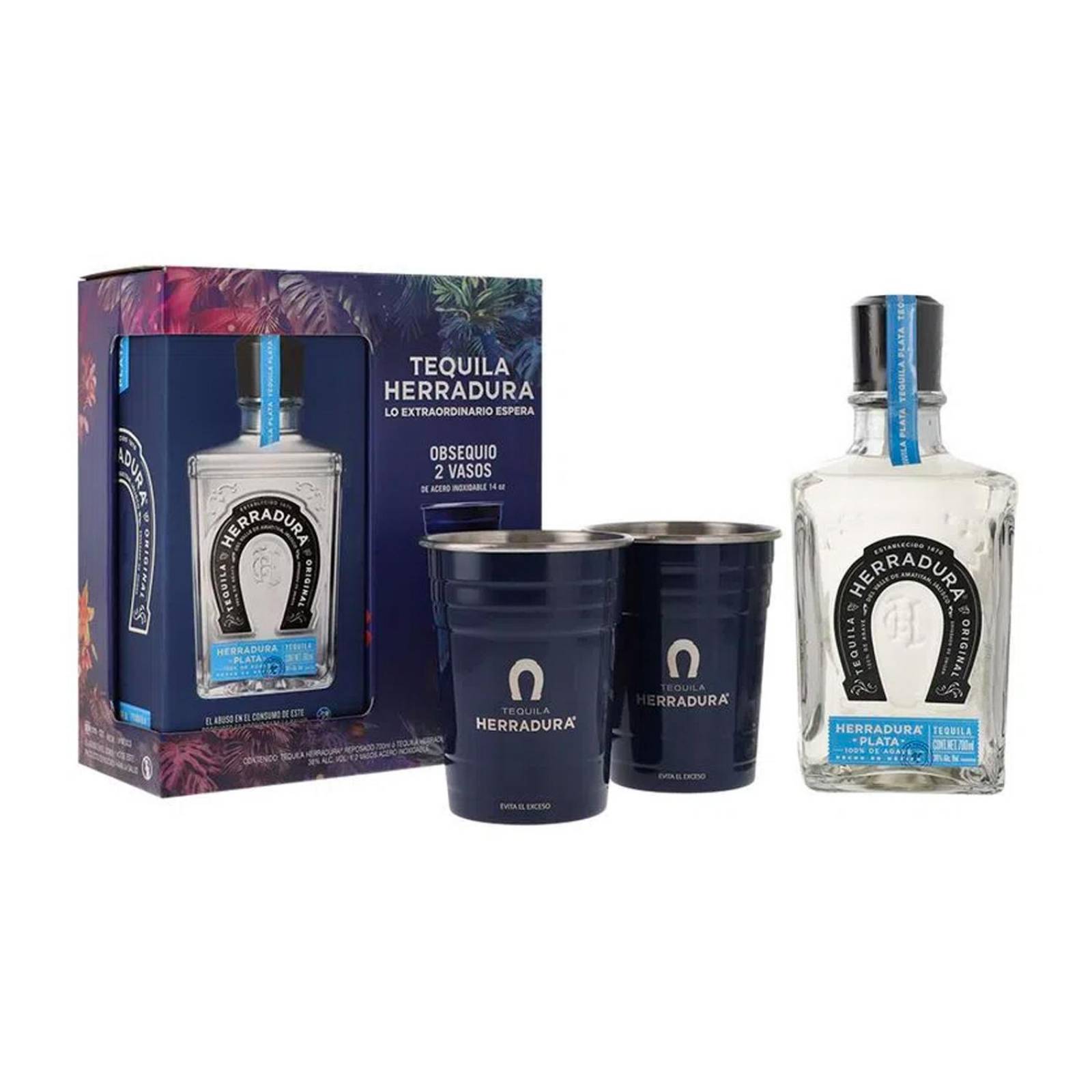 Tequila Herradura Plata 700 ml + 2 Vasos 