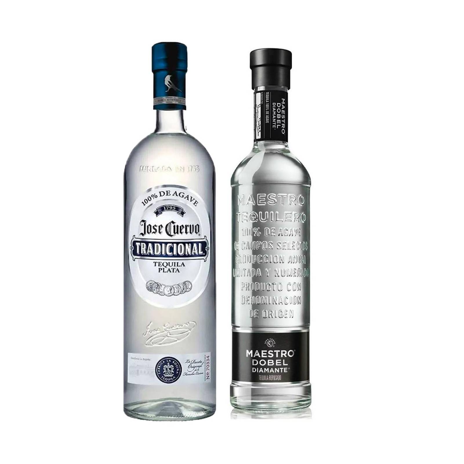 Tequila Jose Cuervo Tradicional Plata 950 ml + Tequila Maestro Dobel Diamante 700 ml