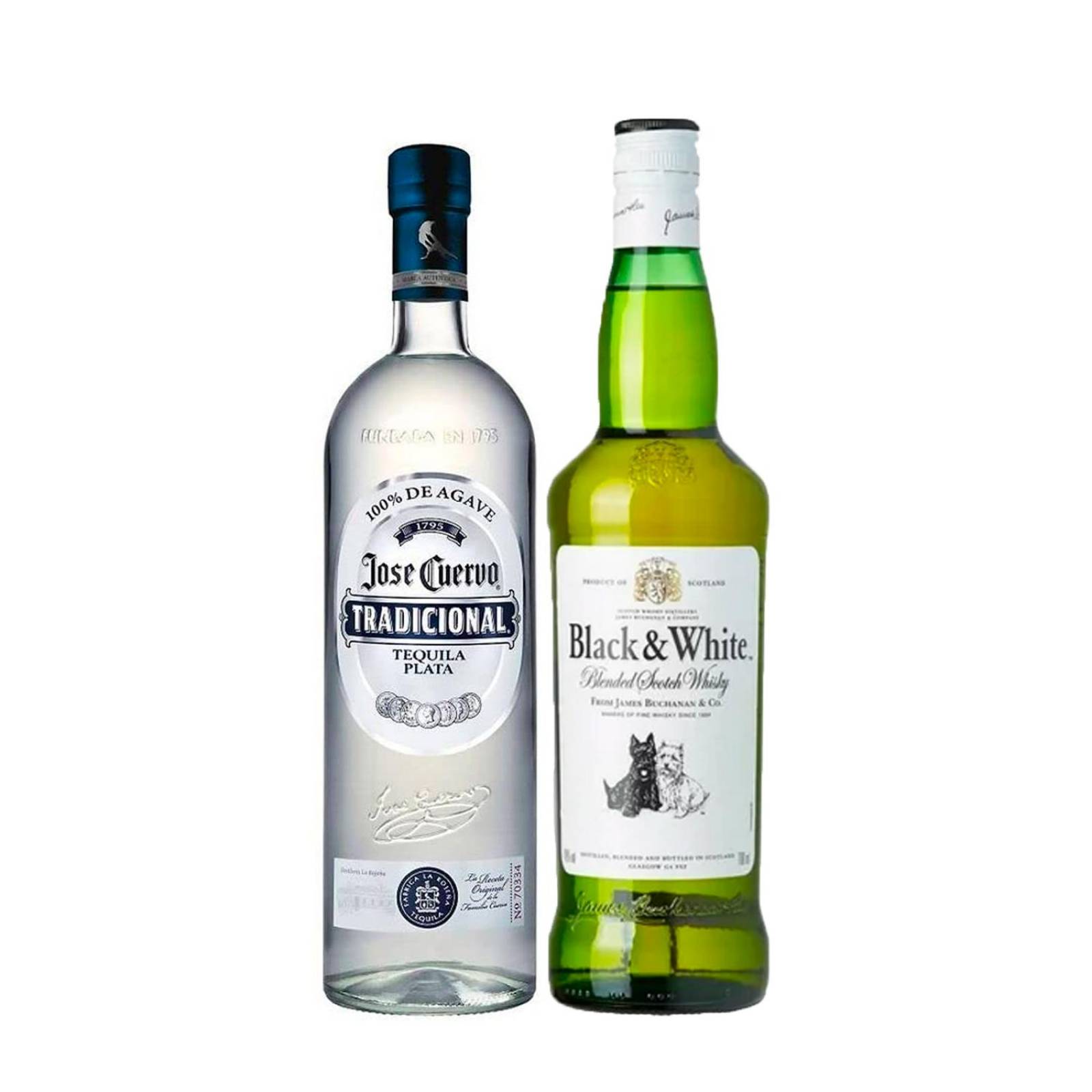Tequila Jose Cuervo Tradicional Plata 950 ml + Whisky Black And White Blend 700 ml 