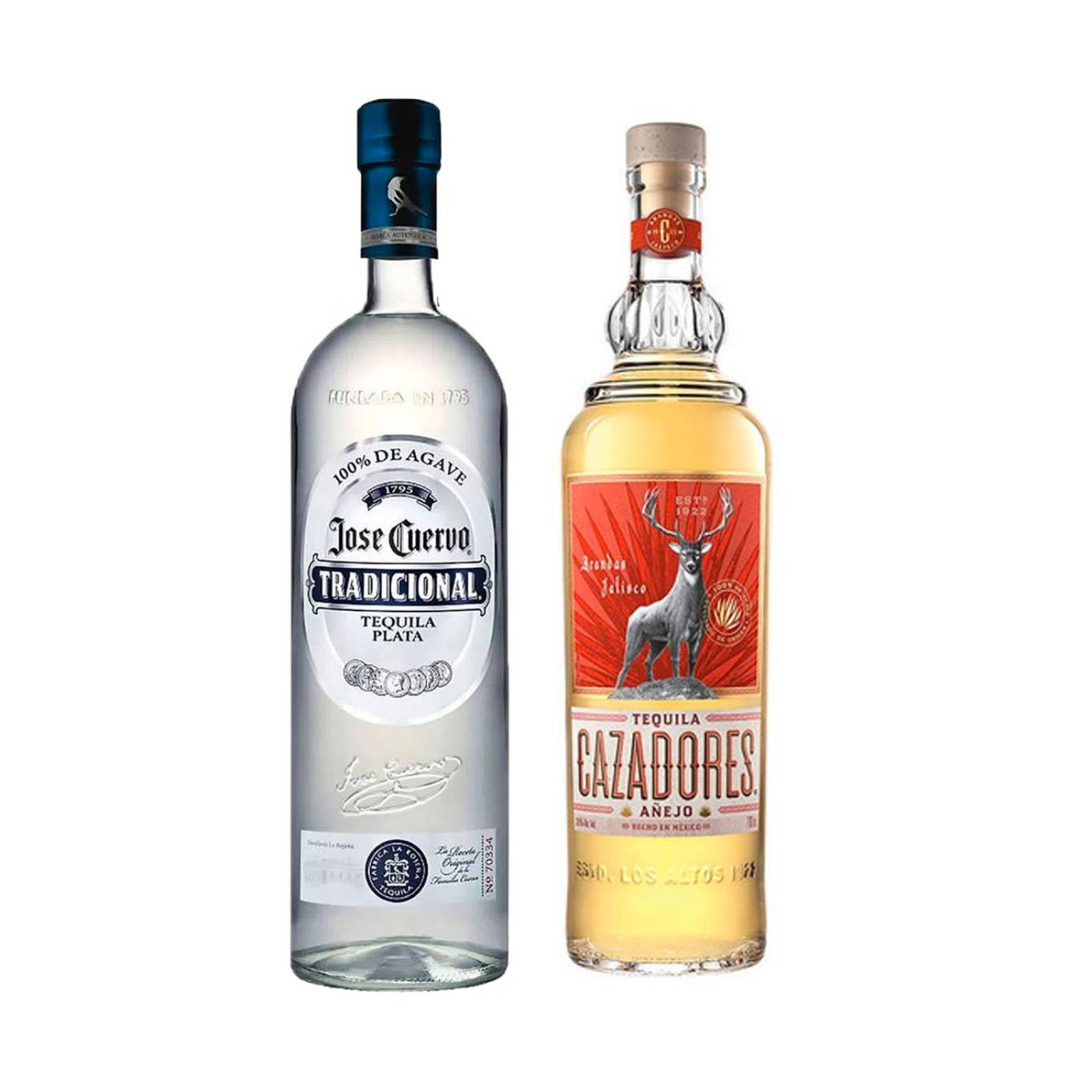 Tequila Jose Cuervo Tradicional Plata 950 ml + Tequila Cazadores Añejo 700 ml 