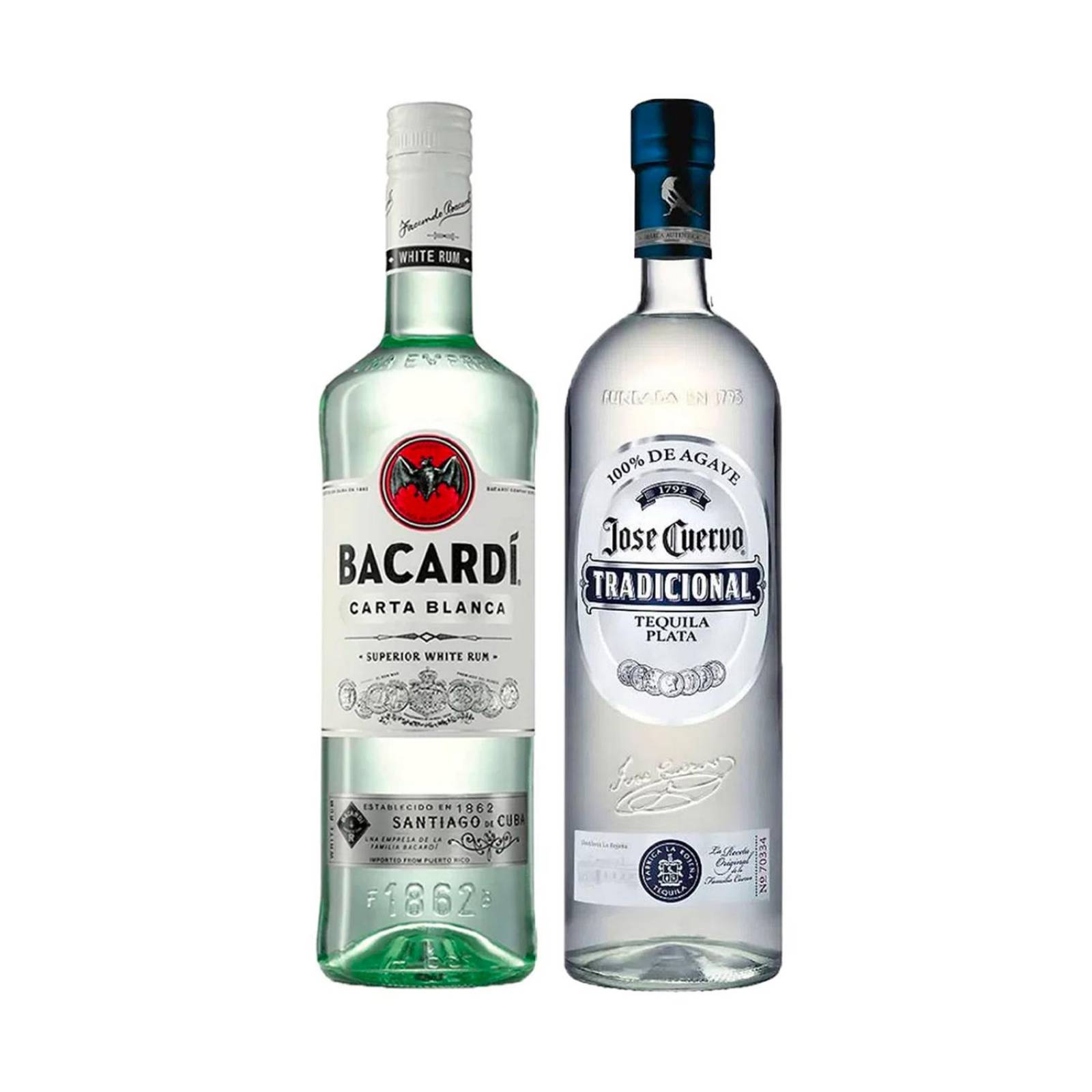 Ron Bacardi Carta Blanca 980 ml + Tequila Jose Cuervo Tradicional Plata 950 ml 