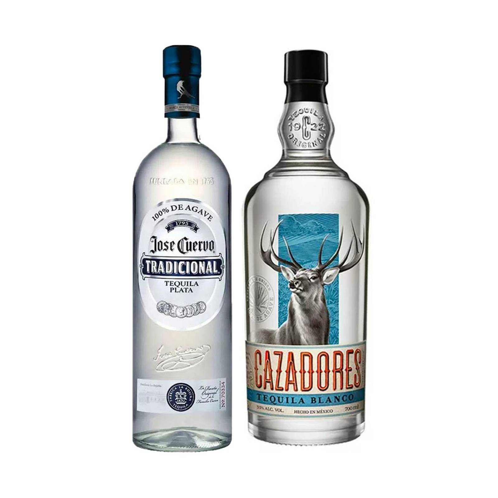 Tequila Jose Cuervo Tradicional Plata 950 ml + Tequila Cazadores Blanco 700 ml