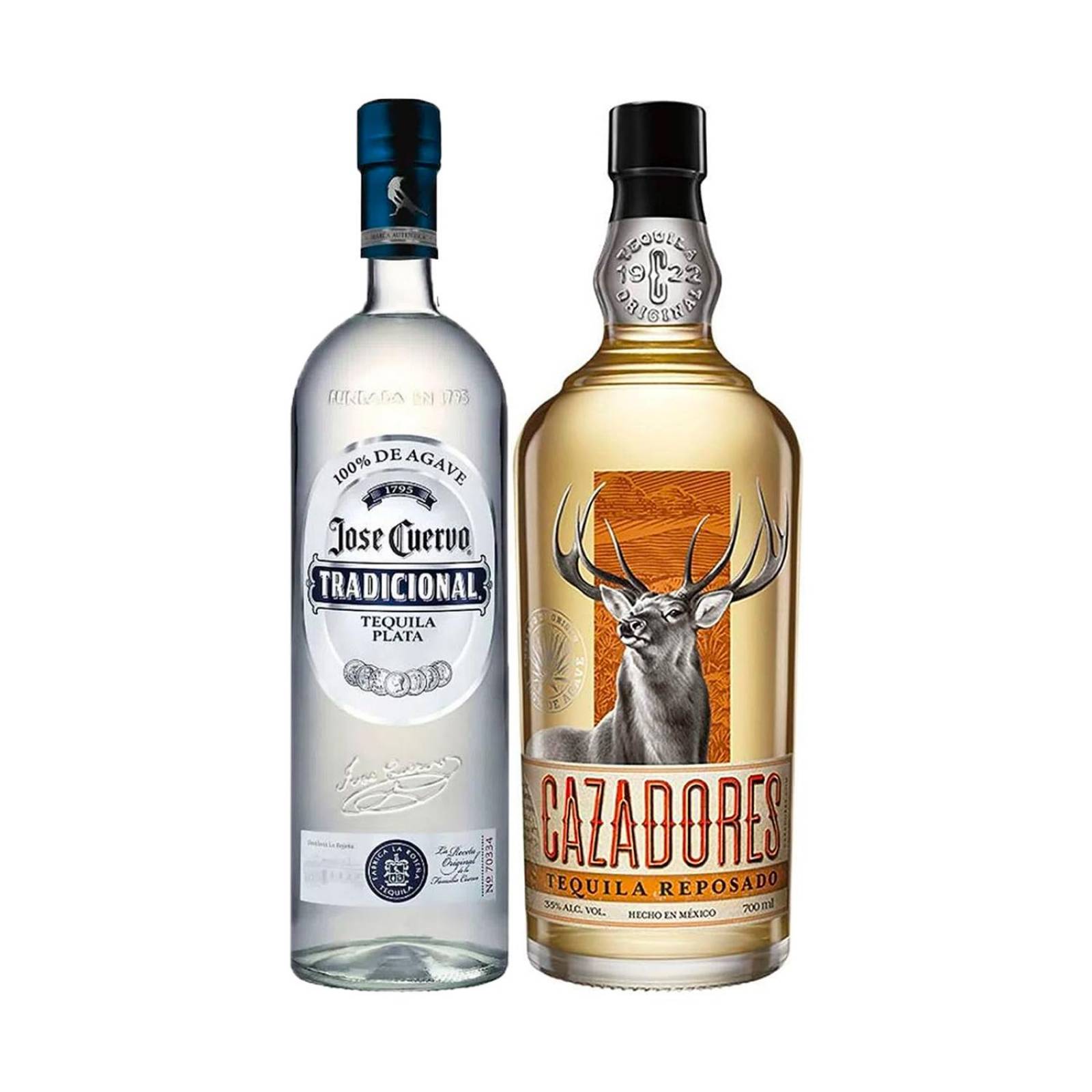 Tequila Jose Cuervo Tradicional Plata 950 ml + Tequila Cazadores Reposado 700 ml 