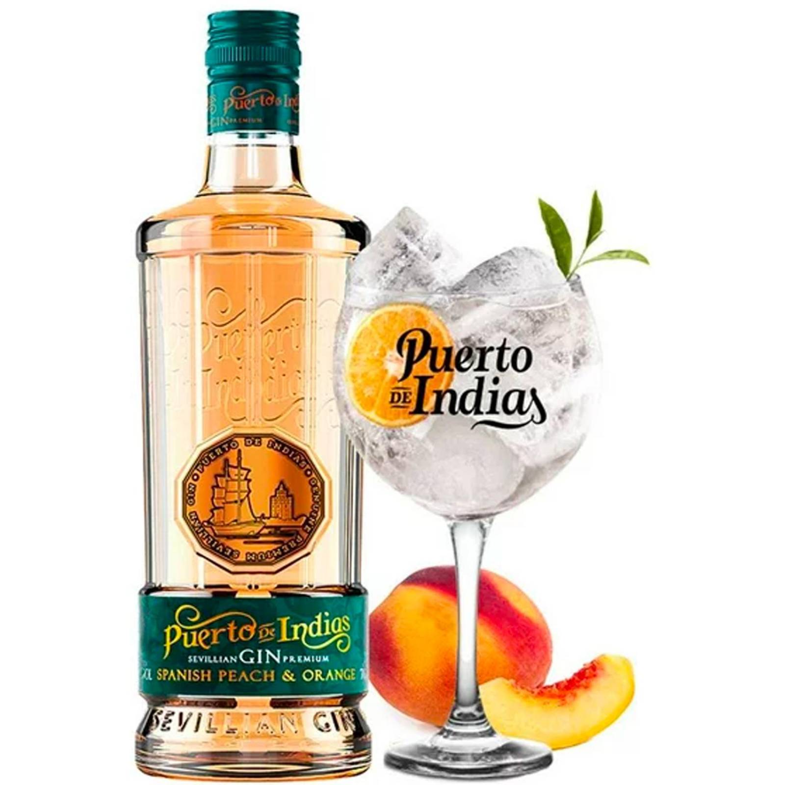 Paquete de 3 Ginebra Puerto de Indias Peach & Orange 750 ml 