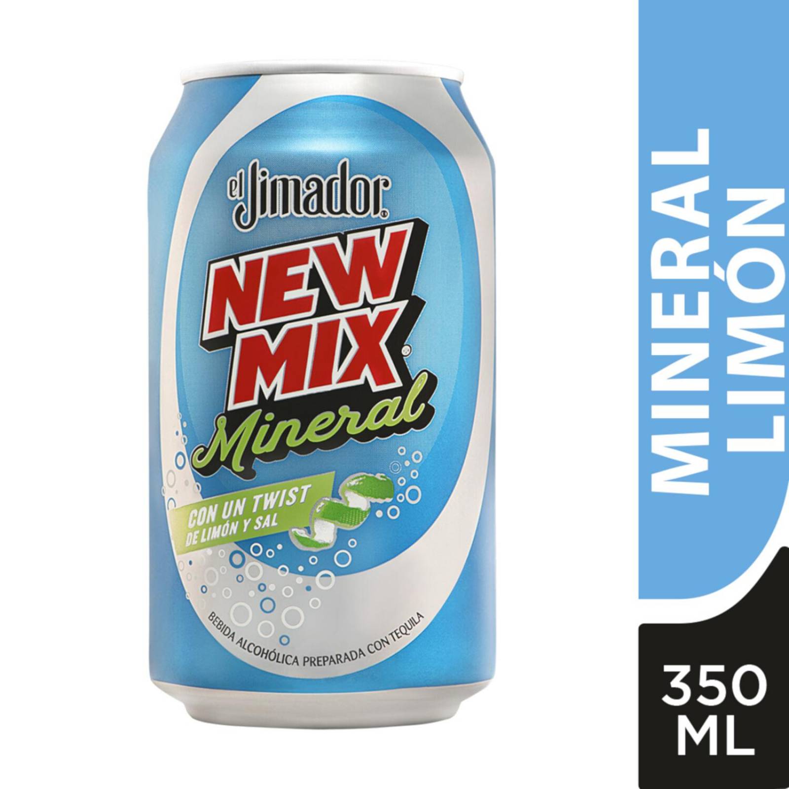 Pack de 24 Bebida Preparada New Mix Jimador Mineral Limón Lata 350 ml 