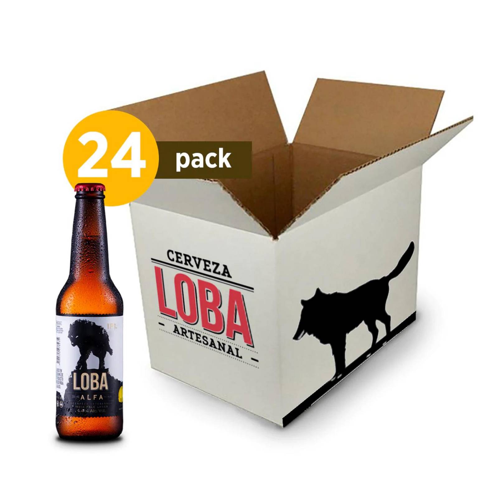 Pack de 24 Cerveza Loba Alfa Botella 355 ml 