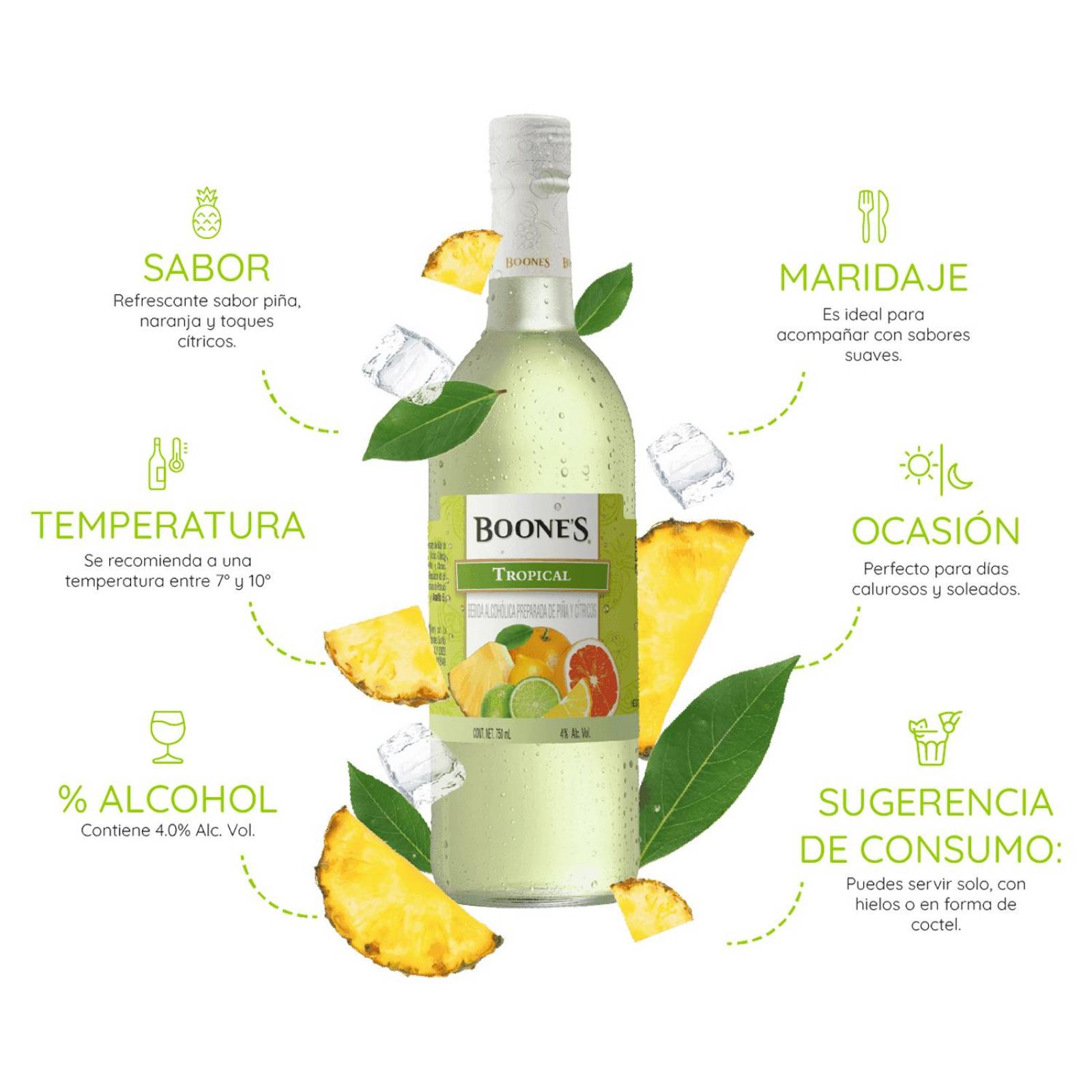 Licor Boones Tropical 750 ml 