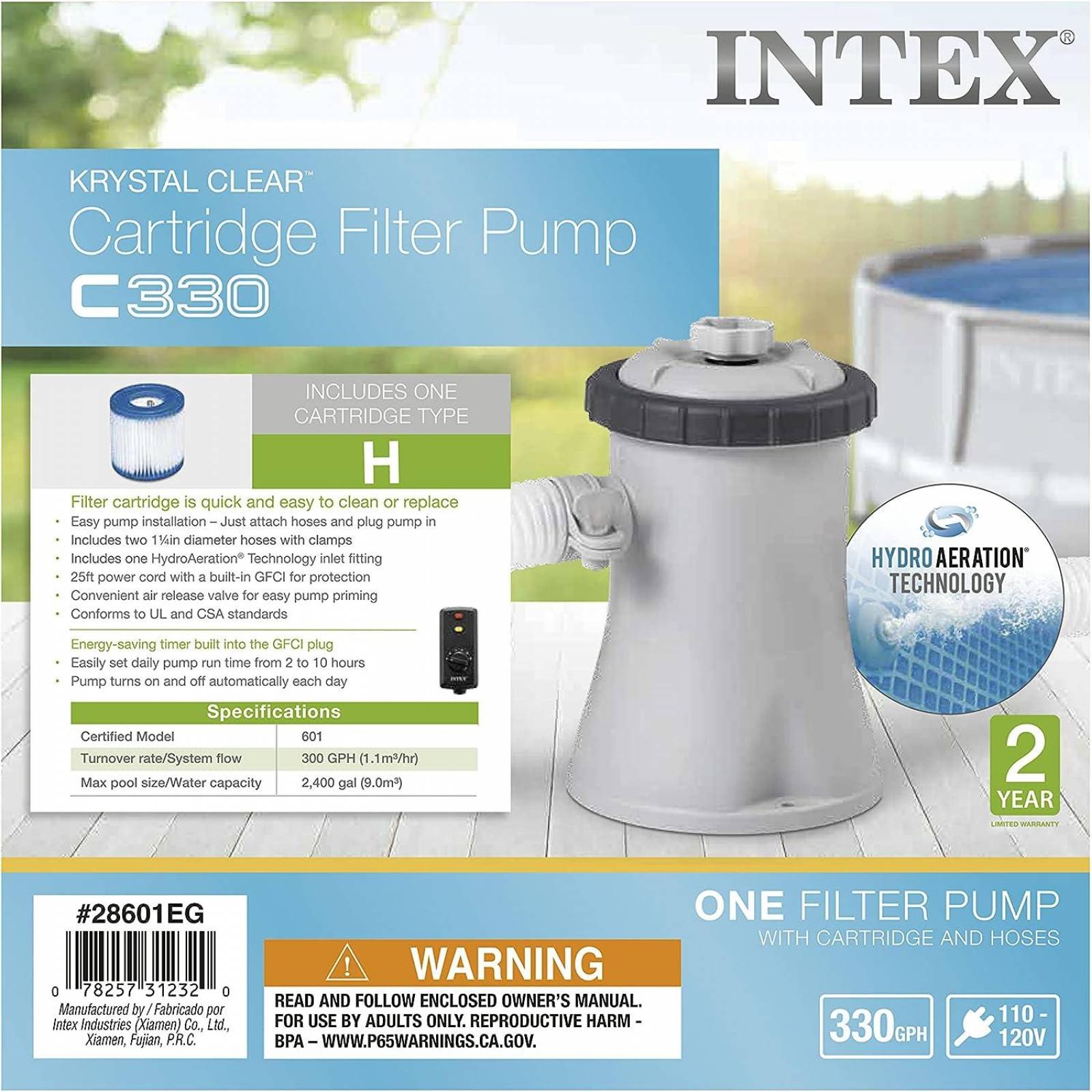 Bomba de filtro de cartucho transparente Intex 28601 