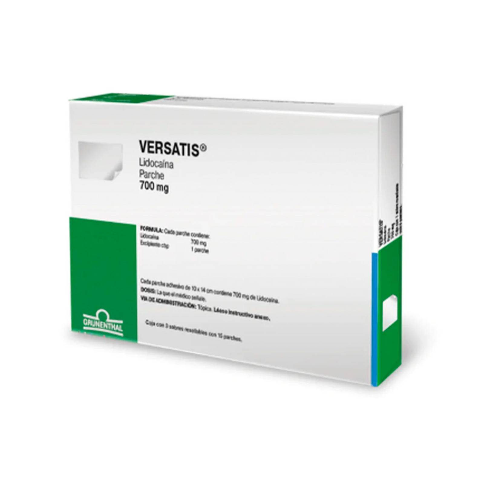 Lidocaína Versatis 700 mg 3 sobres con 5 parches 