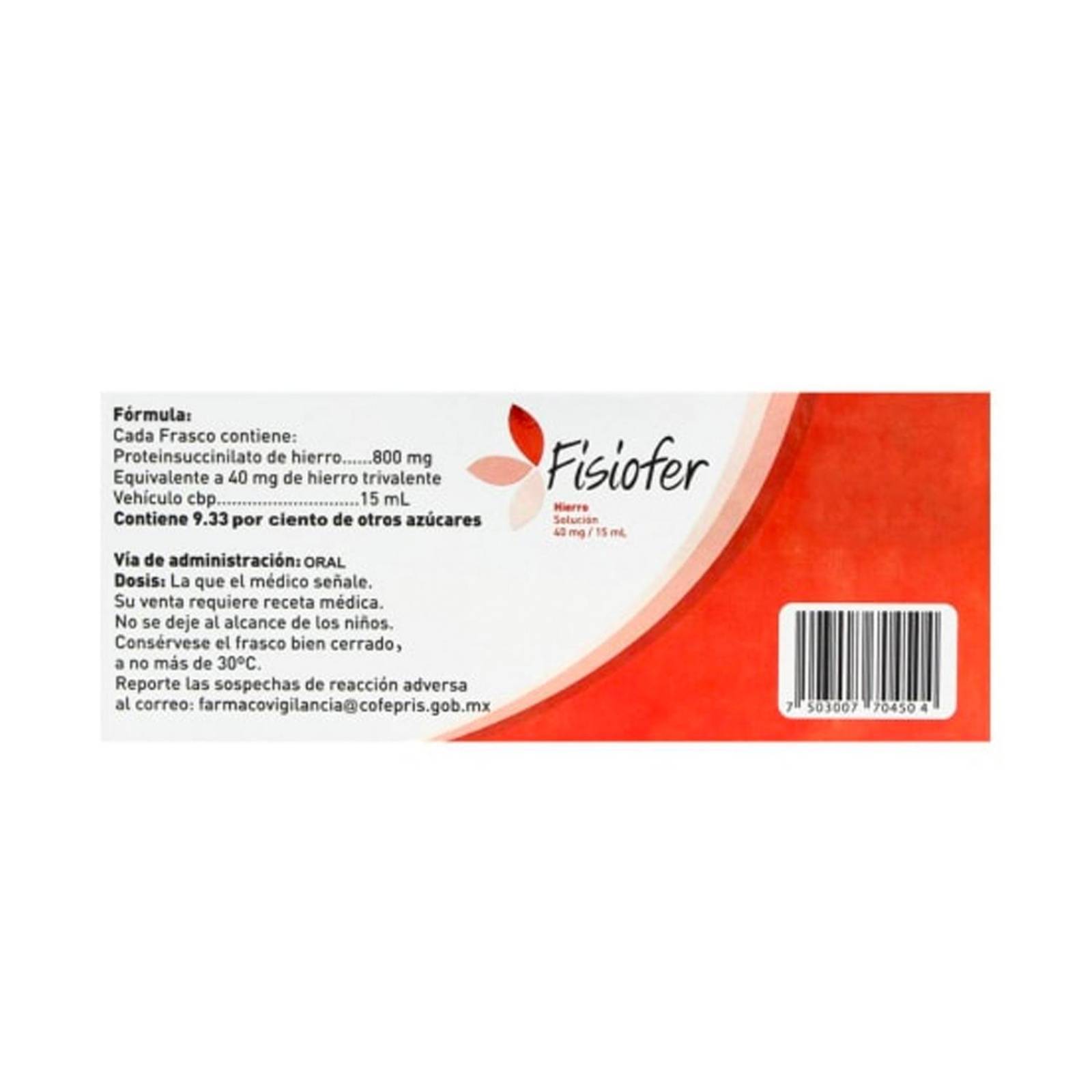 Solución Fisiofer 40 mg 10 frascos de 15 ml 