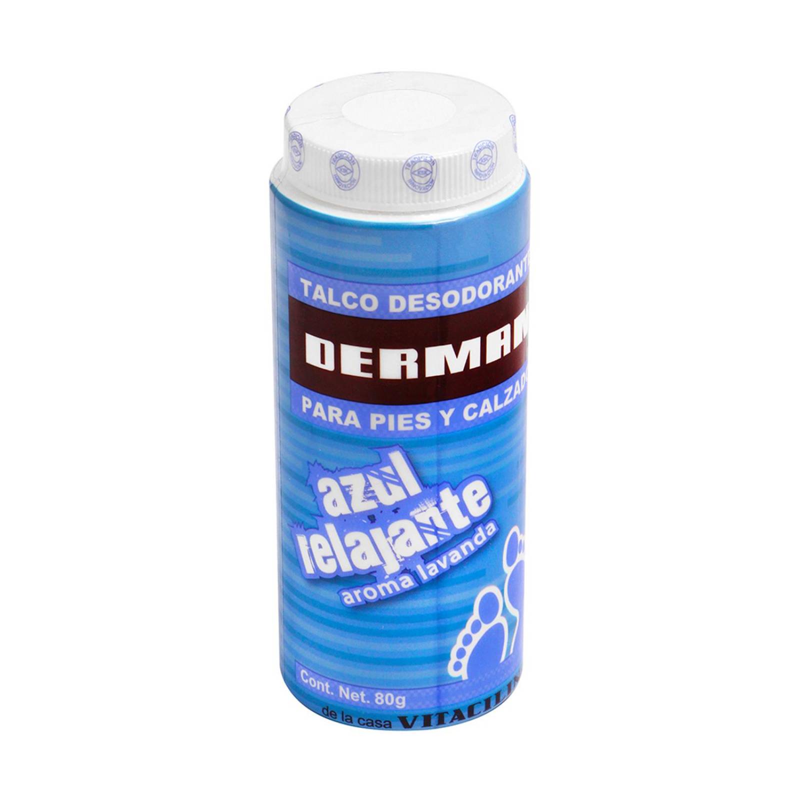 Talco Desodorante Derman para Pies Azul 80 gr 