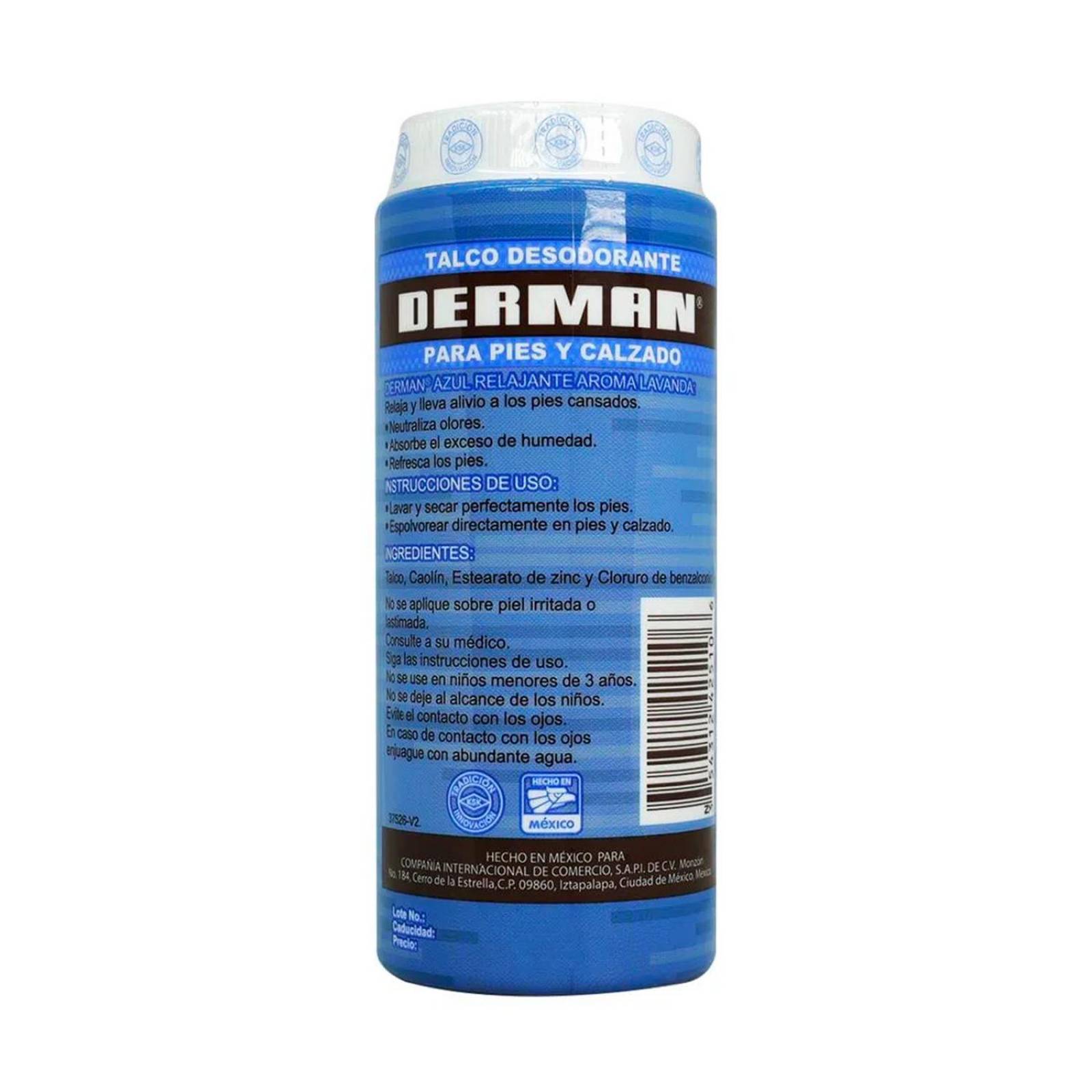 Talco Desodorante Derman para Pies Azul 80 gr 