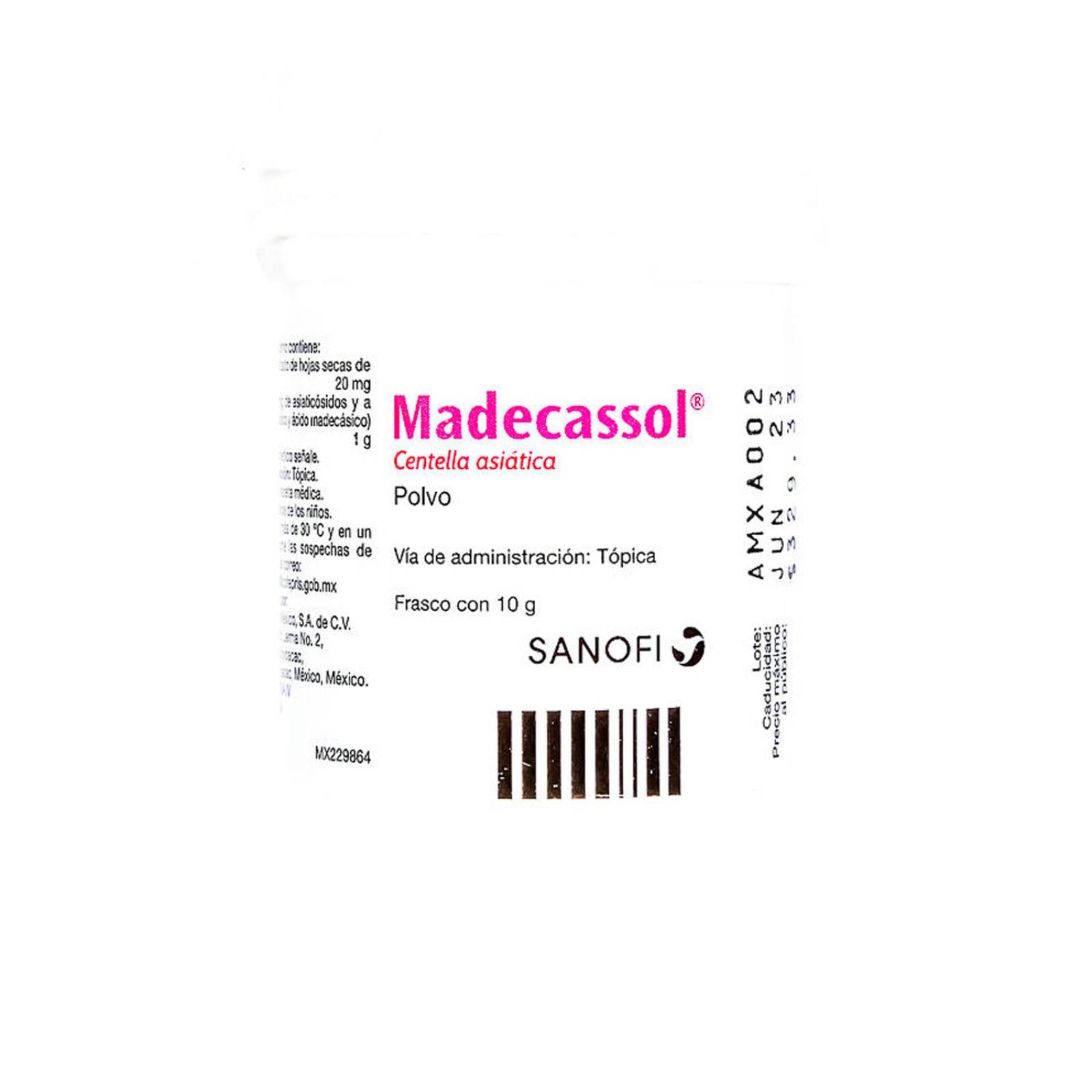Polvo Madecassol Centella Asiática 20 mg 10 gr