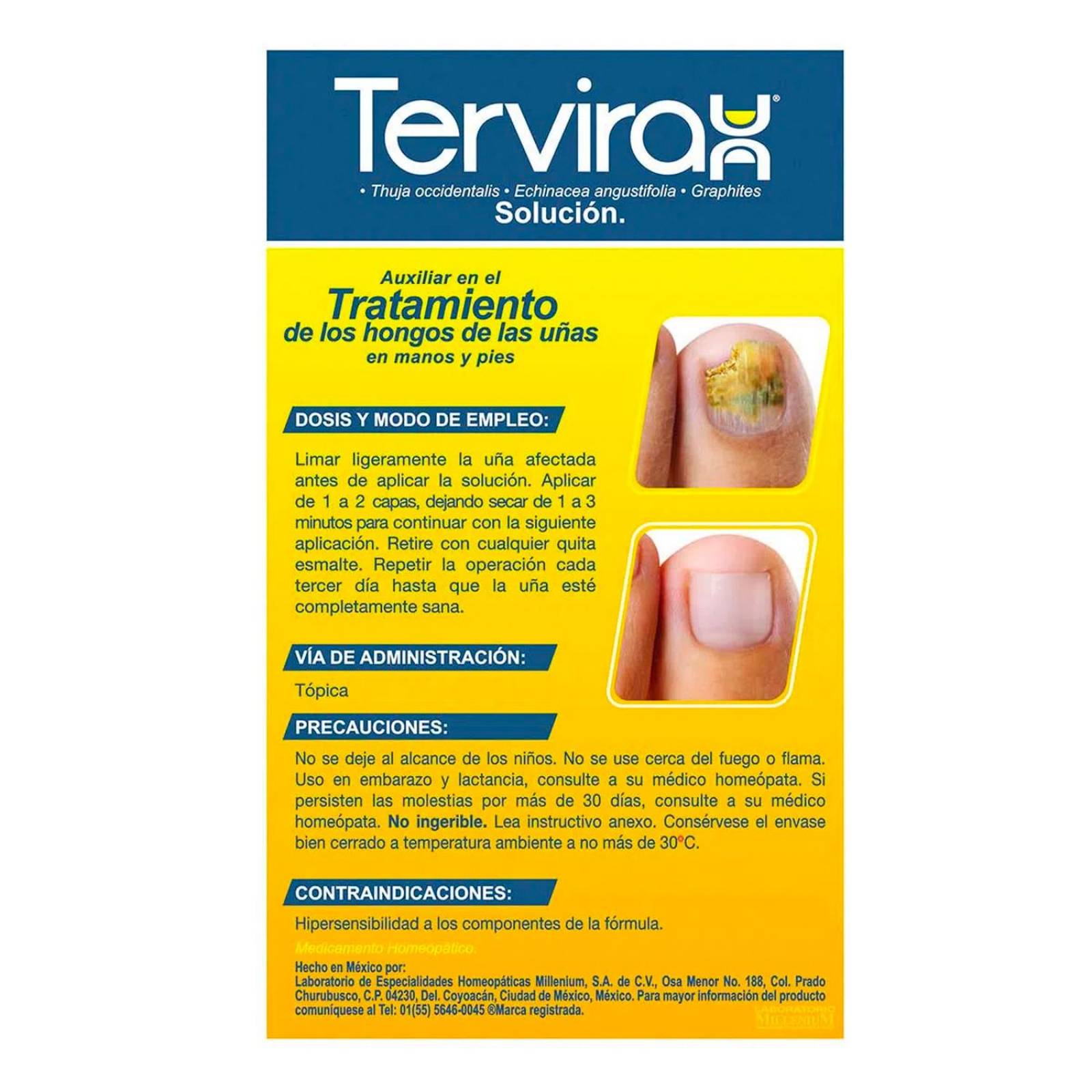 Solución Tervirax Tratamiento Hongos 15 ml