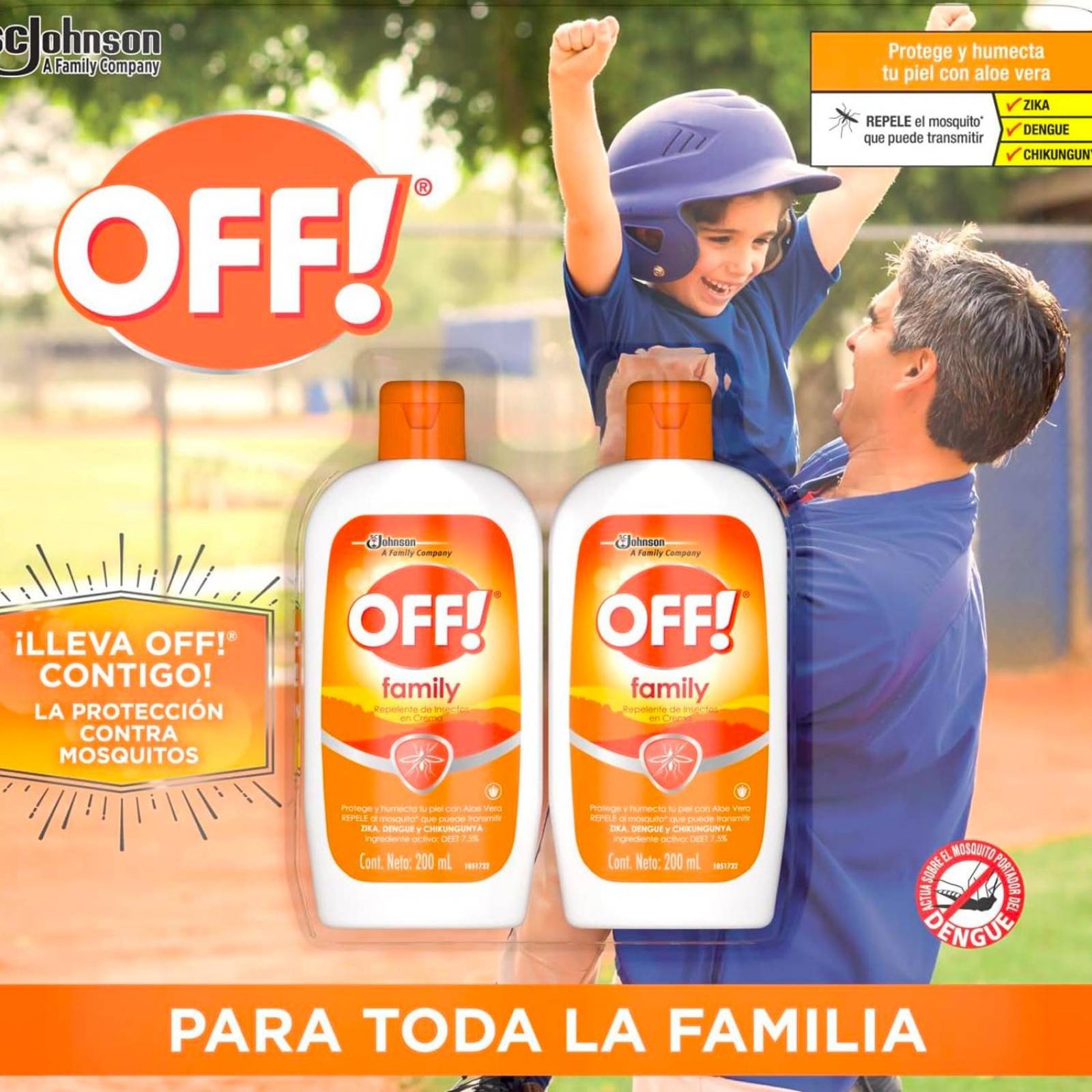 Repelente de Insectos Off Family Crema 200 ml 