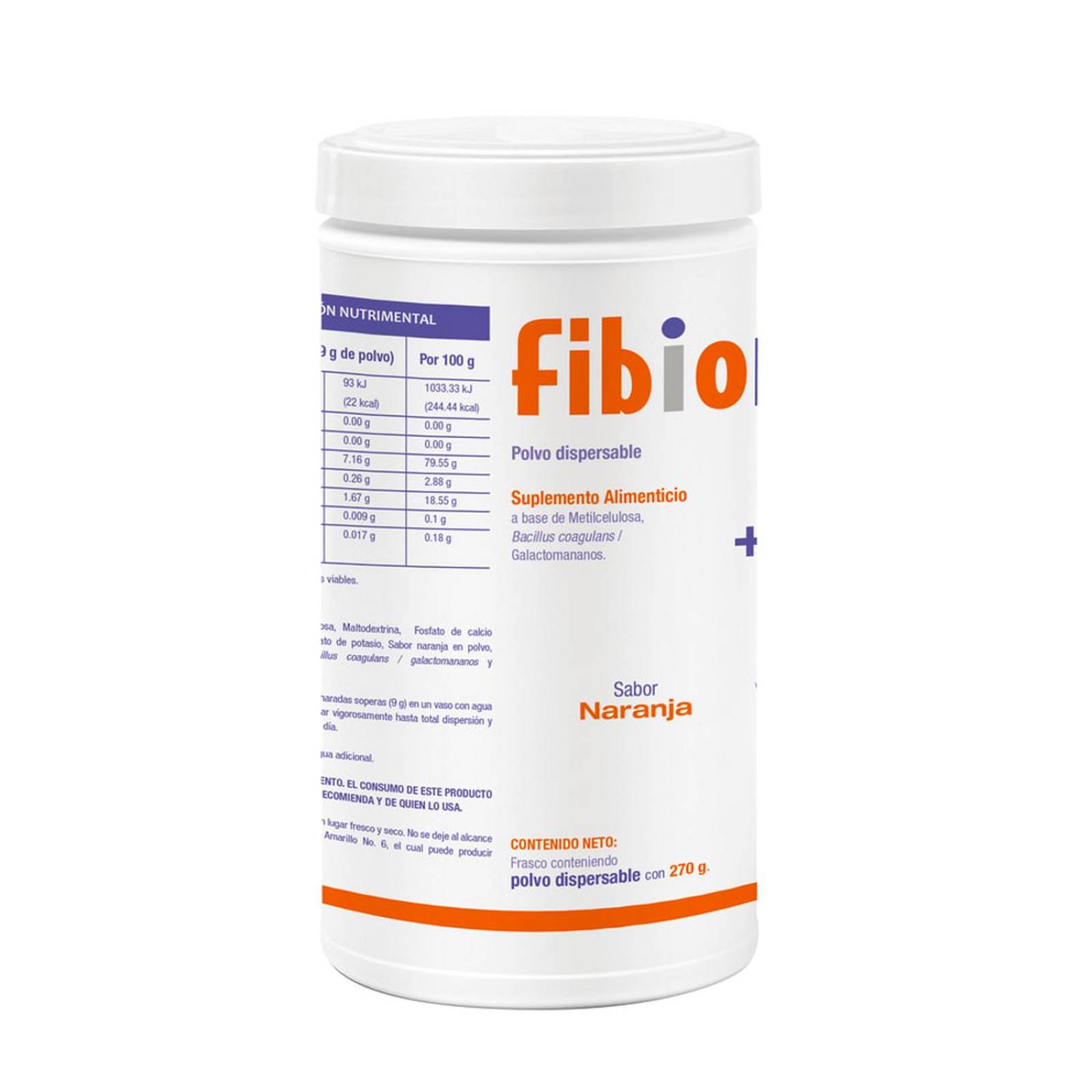 Suplemento Alimenticio Fibiomet Sabor Naranja 270 gr