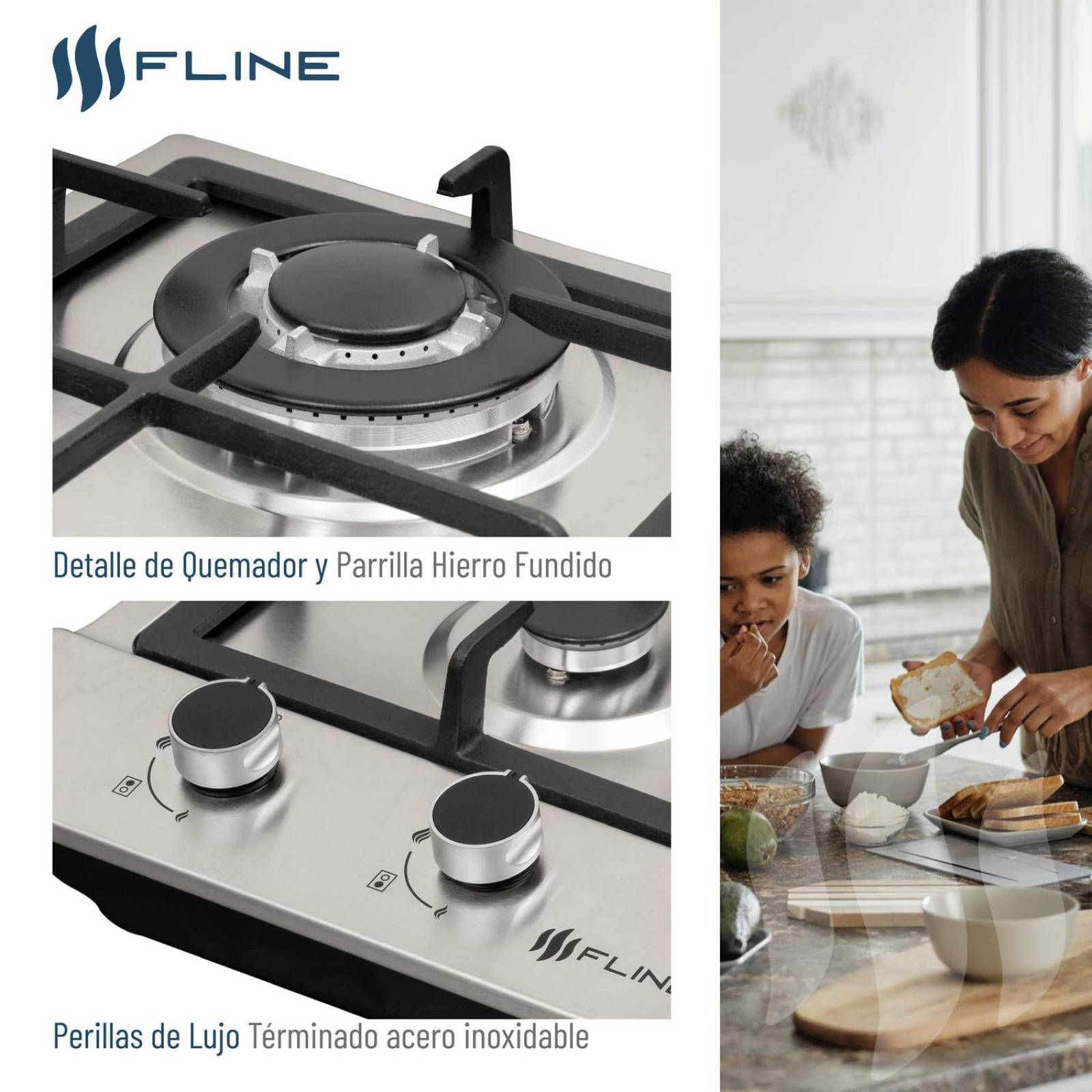 Parrilla de Gas Empotrable 2 Quemadores Acero inoxidable | Malmo 2 | FLINE 