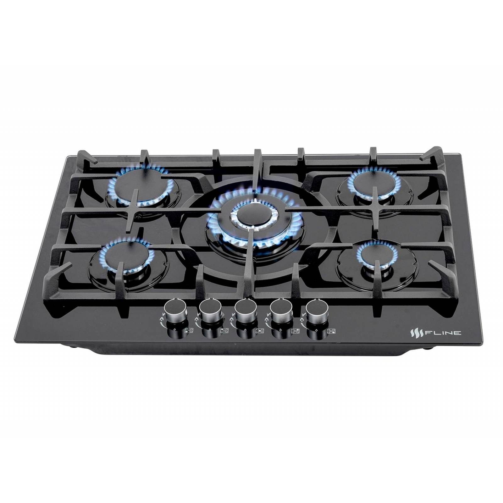 Parrilla de gas empotrable Fline Oporto 5A vidrio templado 76 cm 