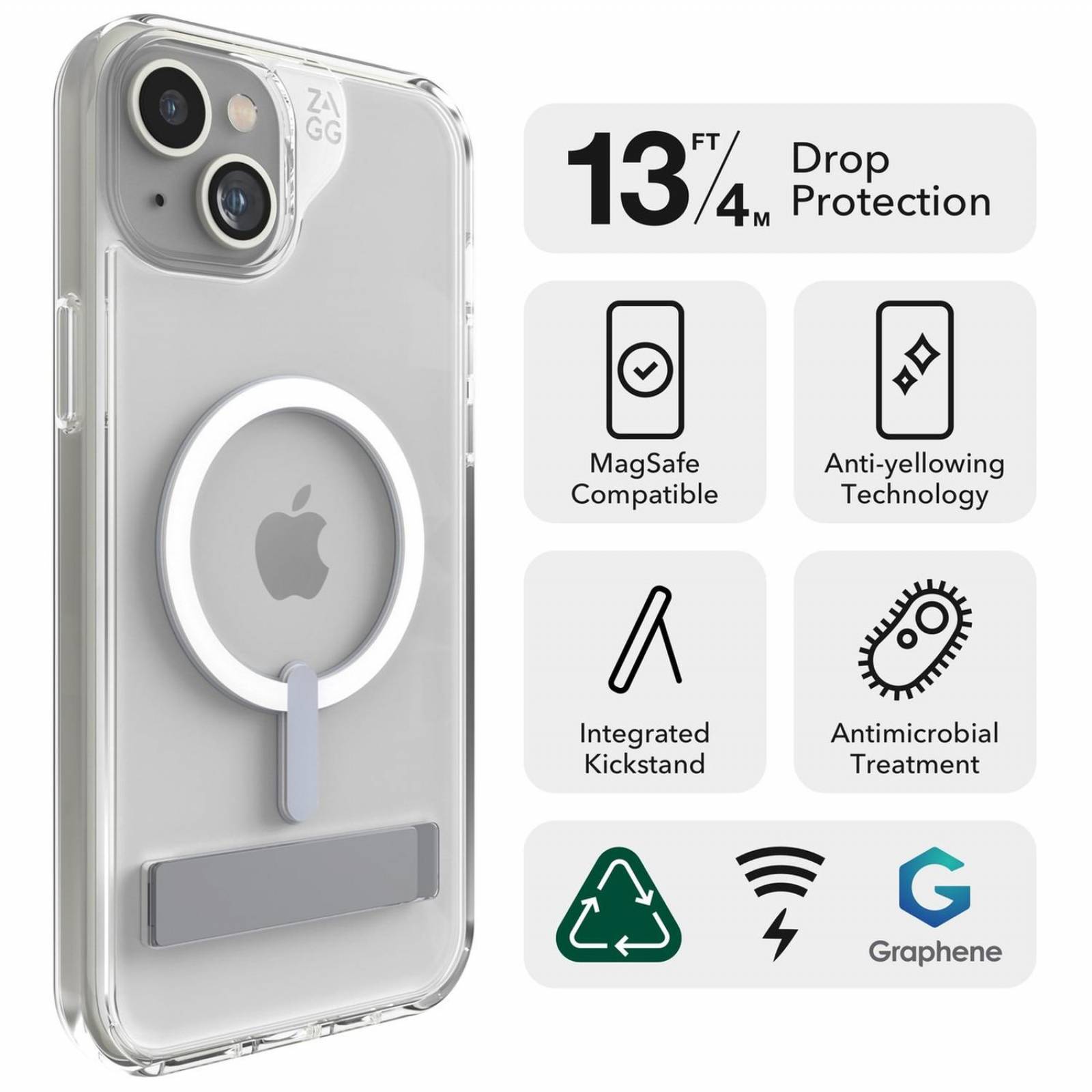 Funda Zagg Santa Cruz Snap iPhone 15 Pro Magsafe Transparente