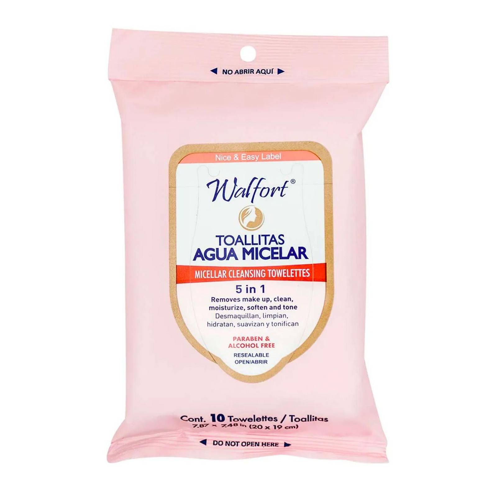 Toallitas Desmaquillantes Walfort con Agua Micelar 10 piezas 