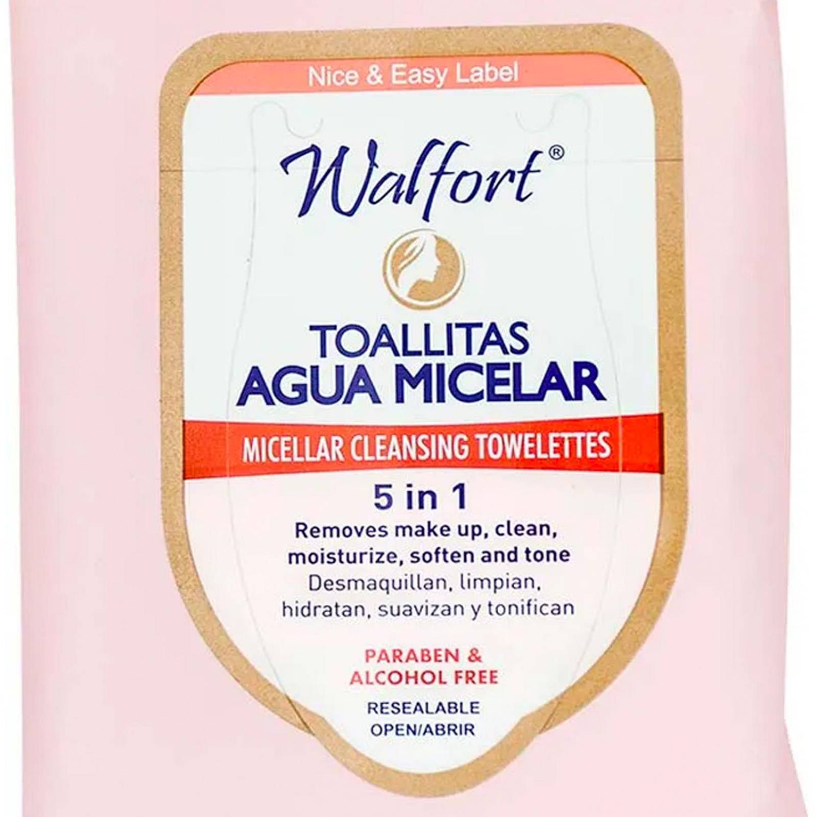 Toallitas Desmaquillantes Walfort con Agua Micelar 10 piezas 
