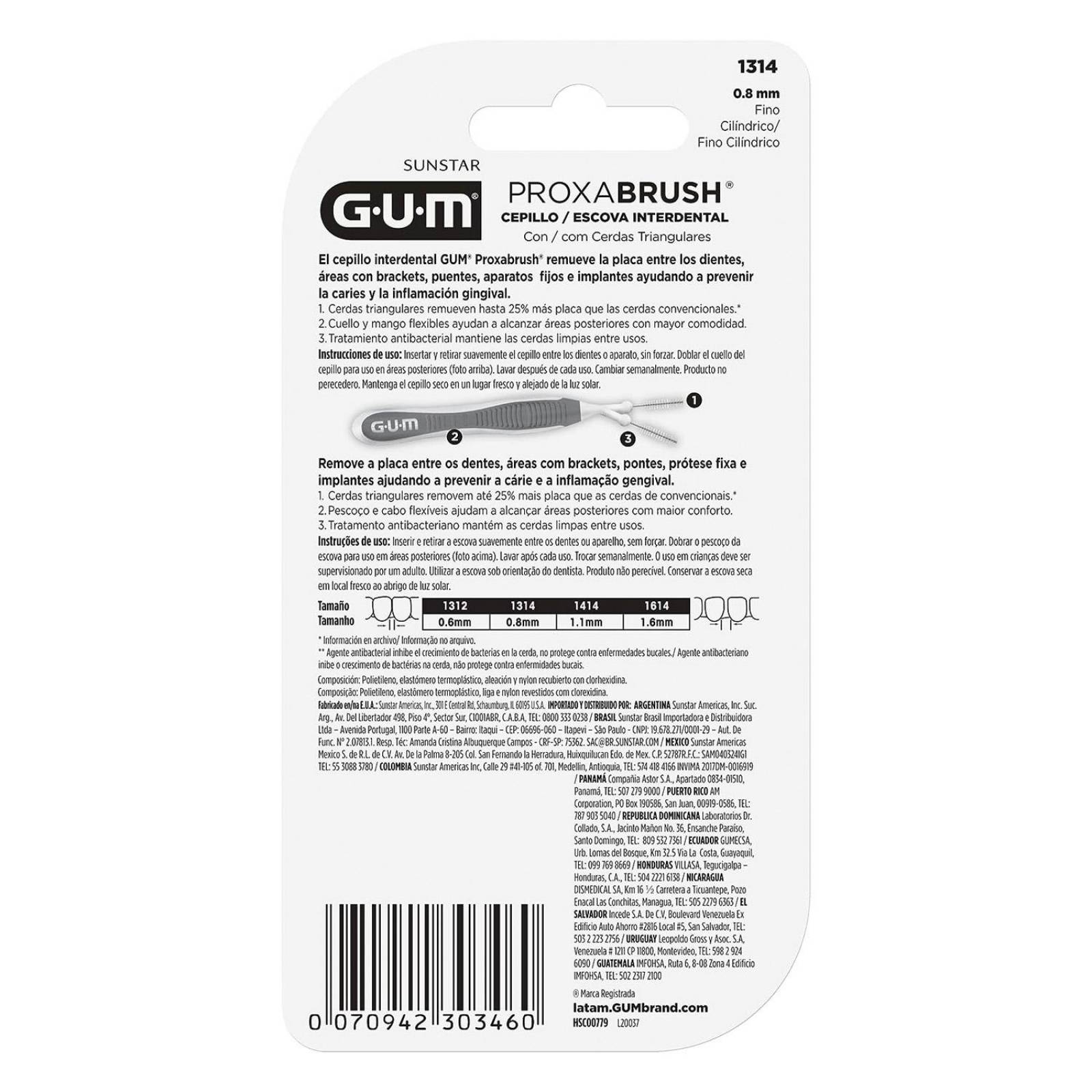 Cepillo Interdental Gum Proxabrush 3 piezas 