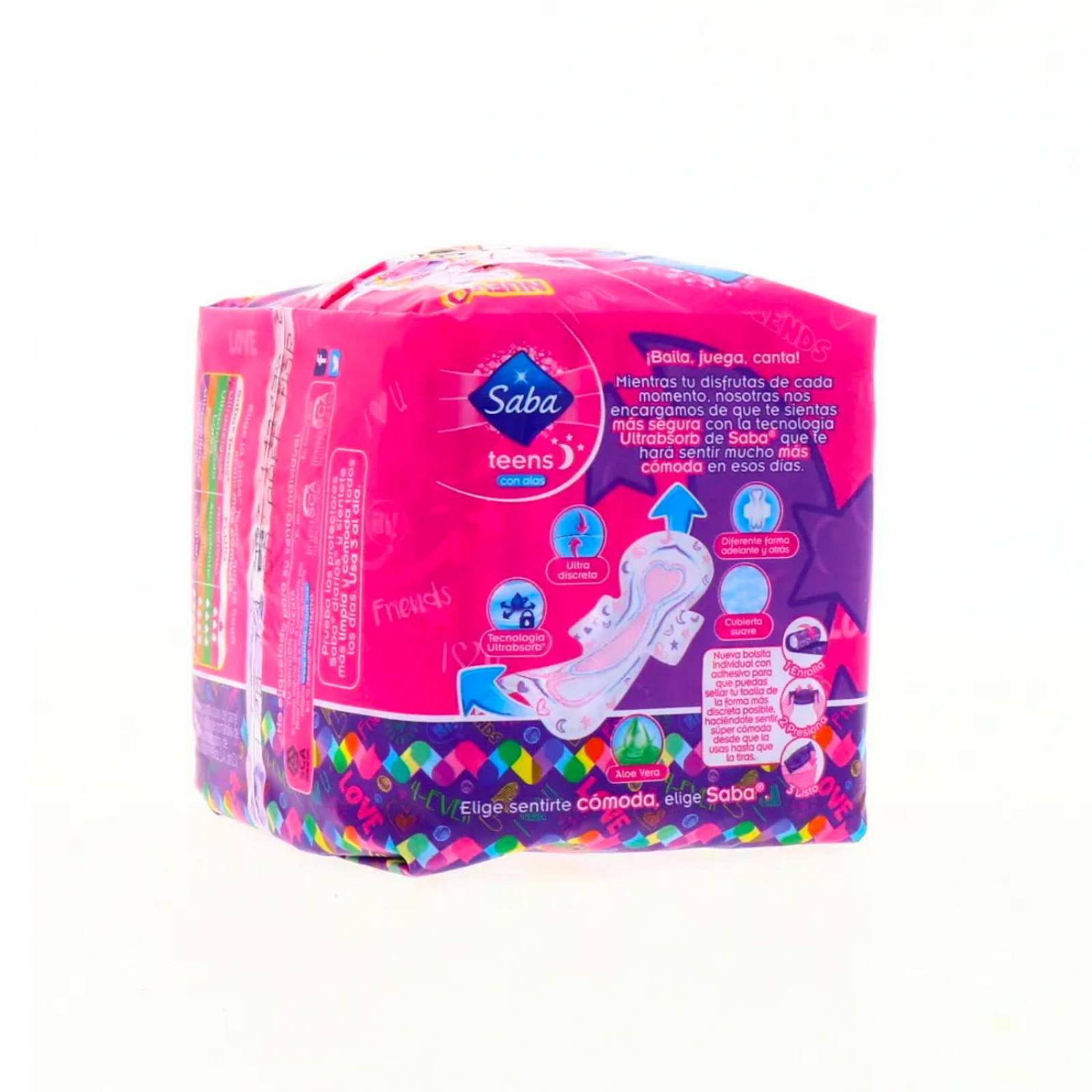 Toallas Femeninas Saba Ultradelgada Nocturna C/Alas 10 pzs 