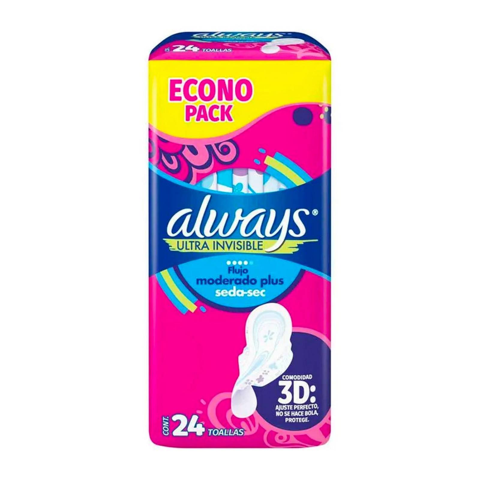 Toallas Sanitarias Always Ultra Invisible con Alas 24 piezas 