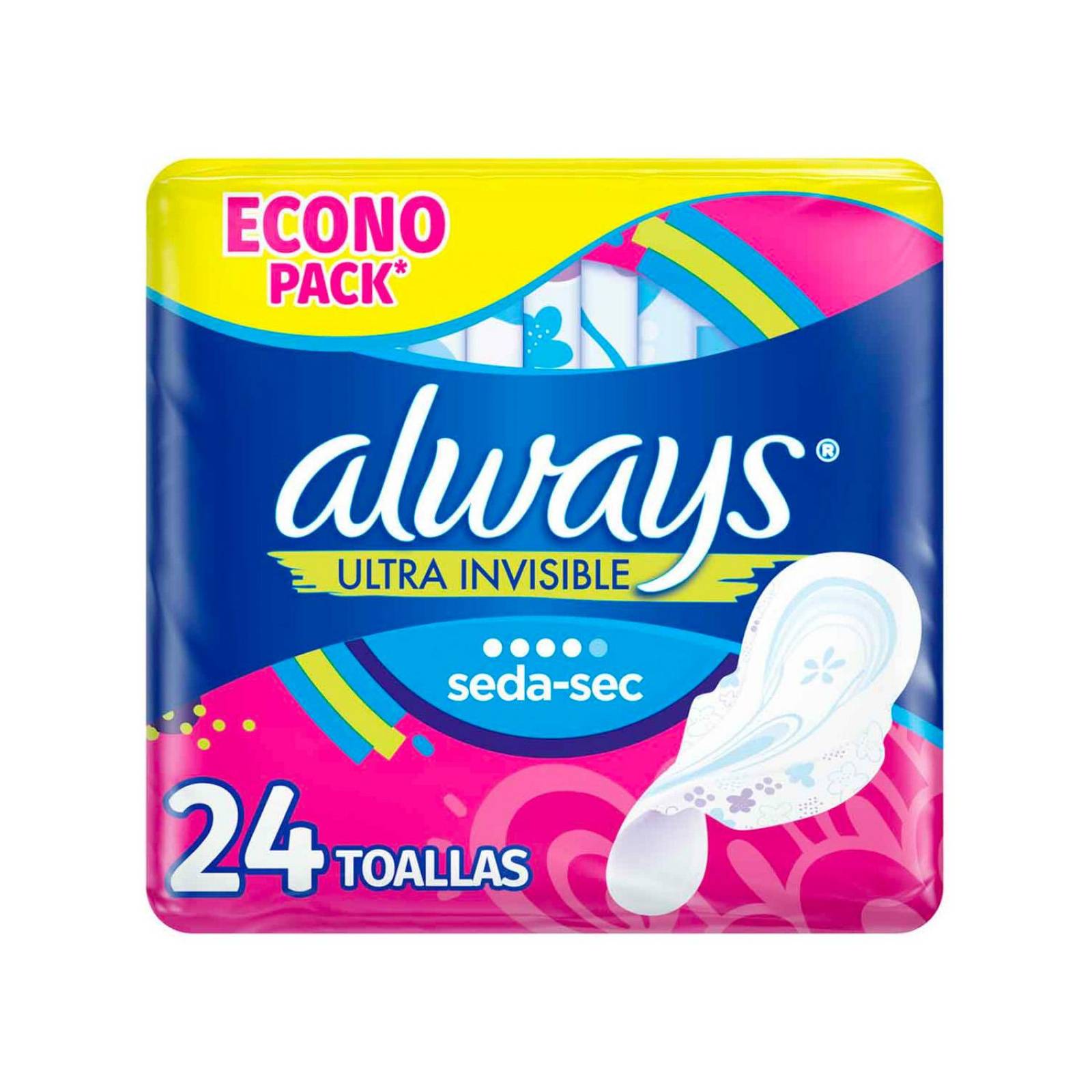 Toallas Sanitarias Always Ultra Invisible con Alas 24 piezas 