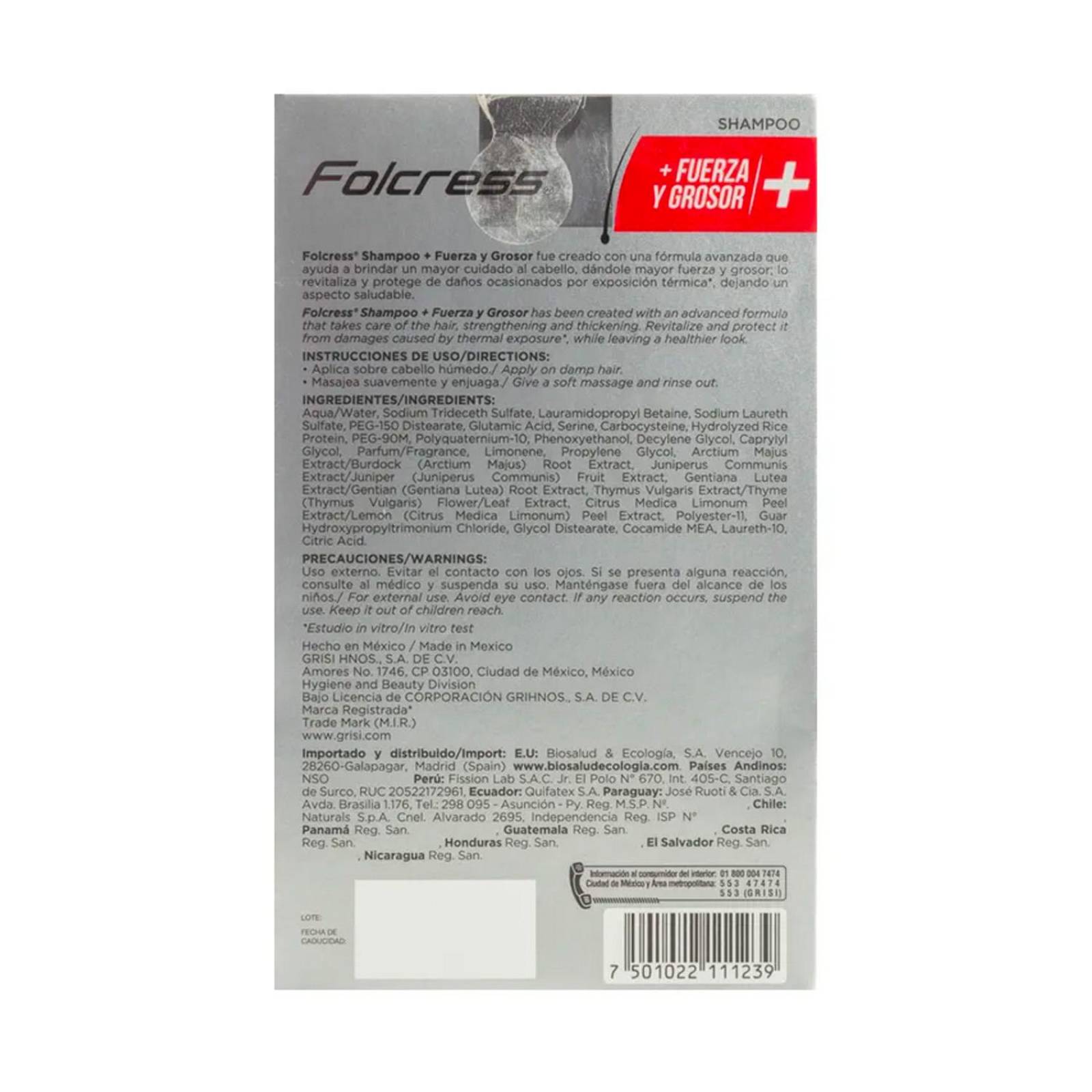 Shampoo Folcress Reparador Capilar 260 ml 