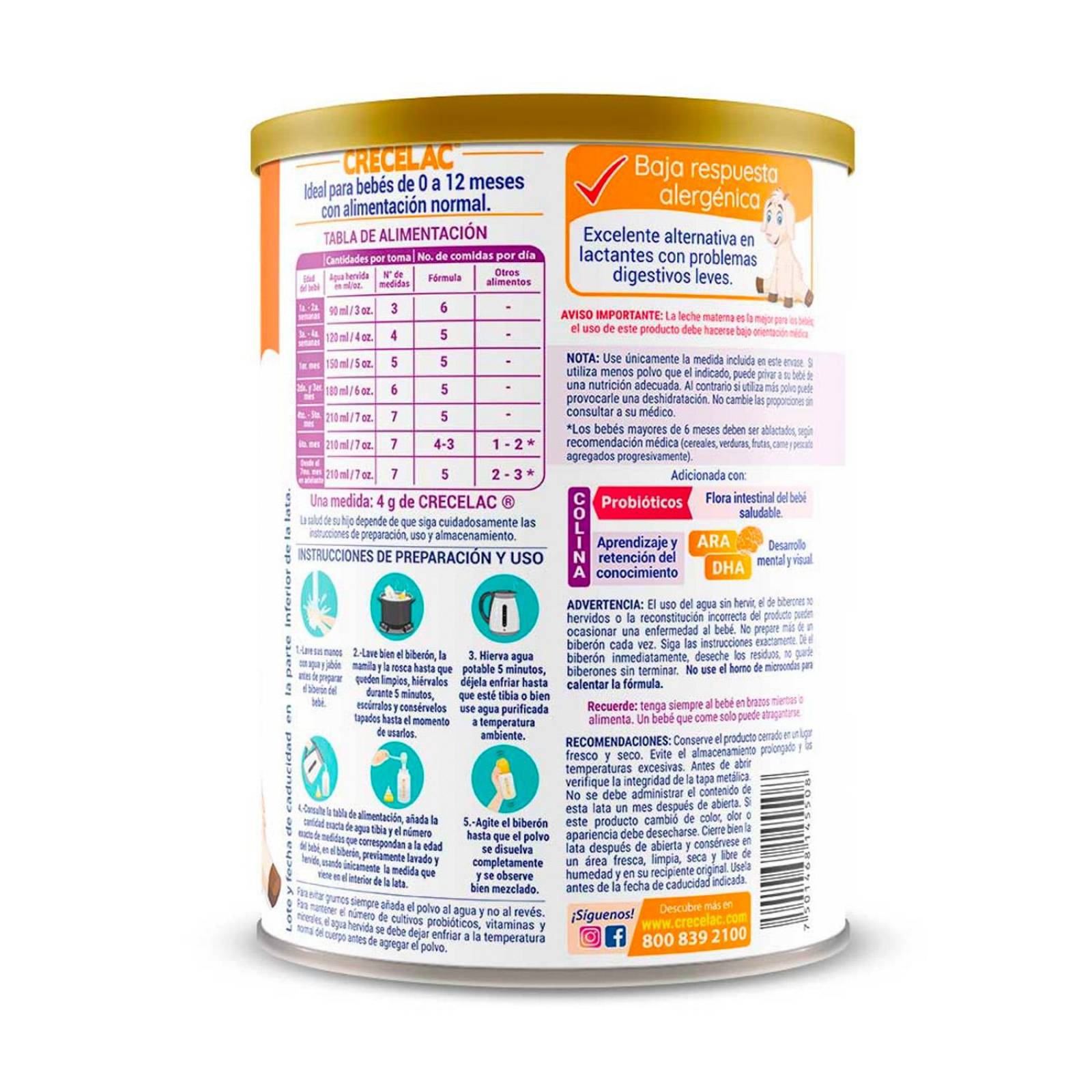 Fórmula Infantil Crecelac Bebé 400 gr 