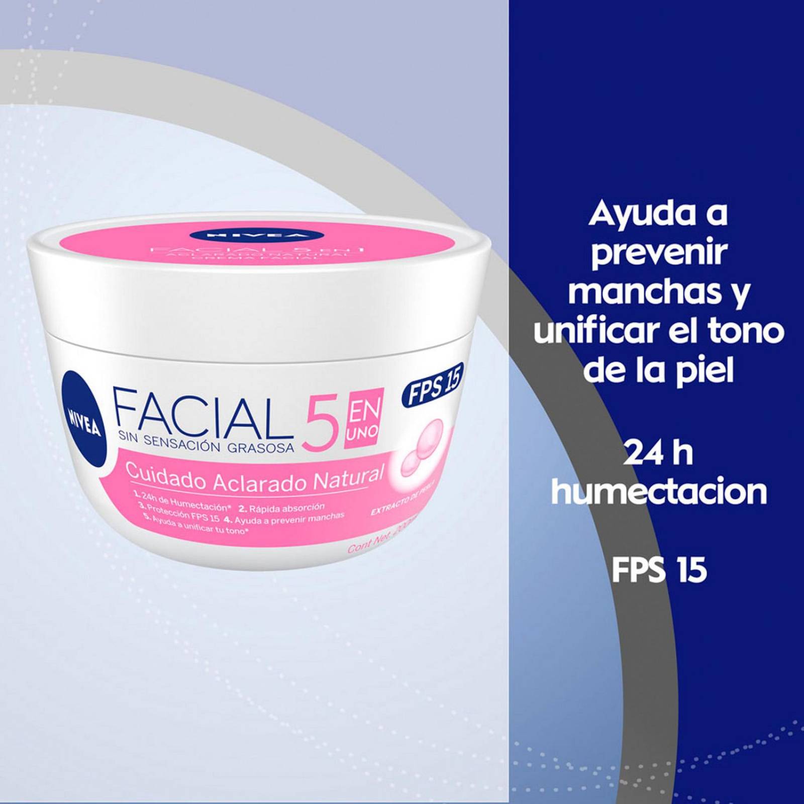 Crema Facial Nivea 5 en 1 Aclarado Natural 375 ml