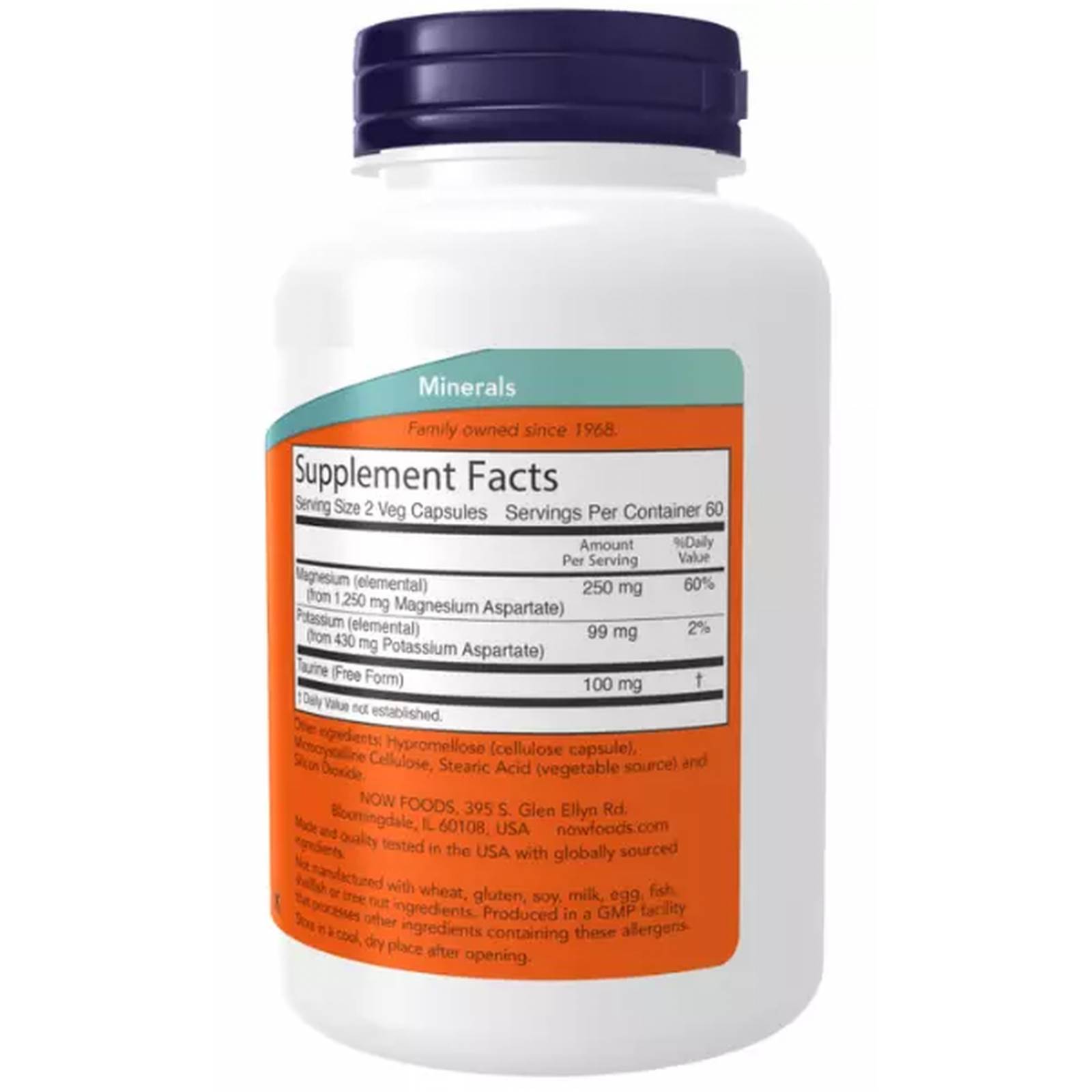 Aspartato de Potasio y Magnesio Now 120 Cápsulas 