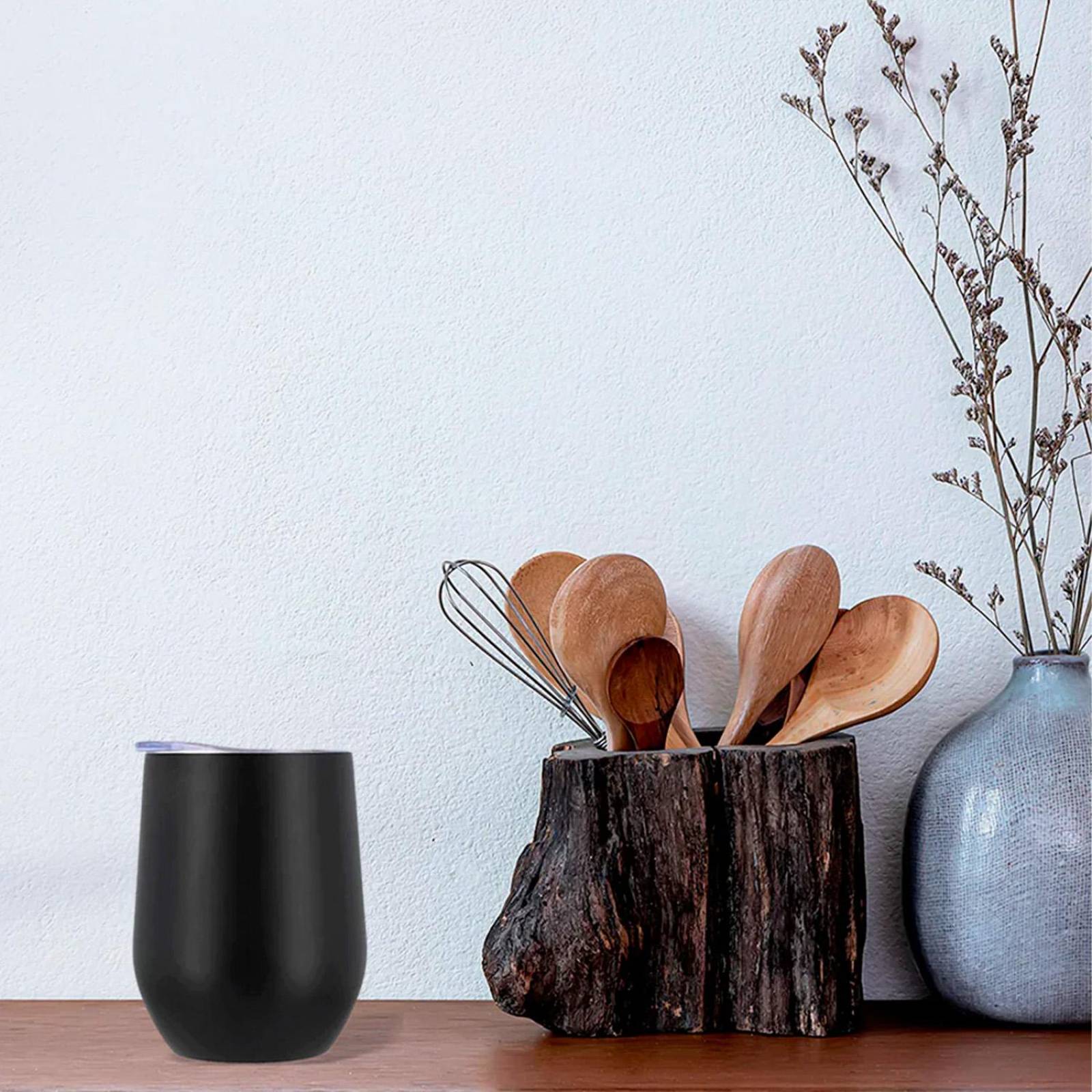 Termo Acero Inoxidable 12 oz Negro Liso 