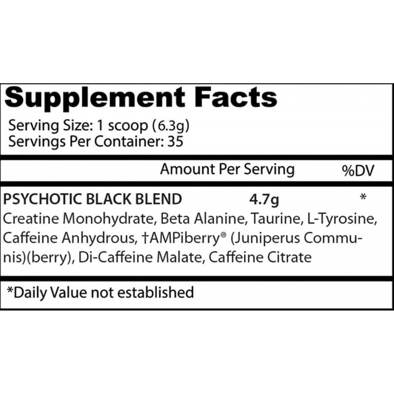 Pre entrenamiento óxido nítrico INSANE LABZ PSYCHOTIC BLACK 35 SERV 